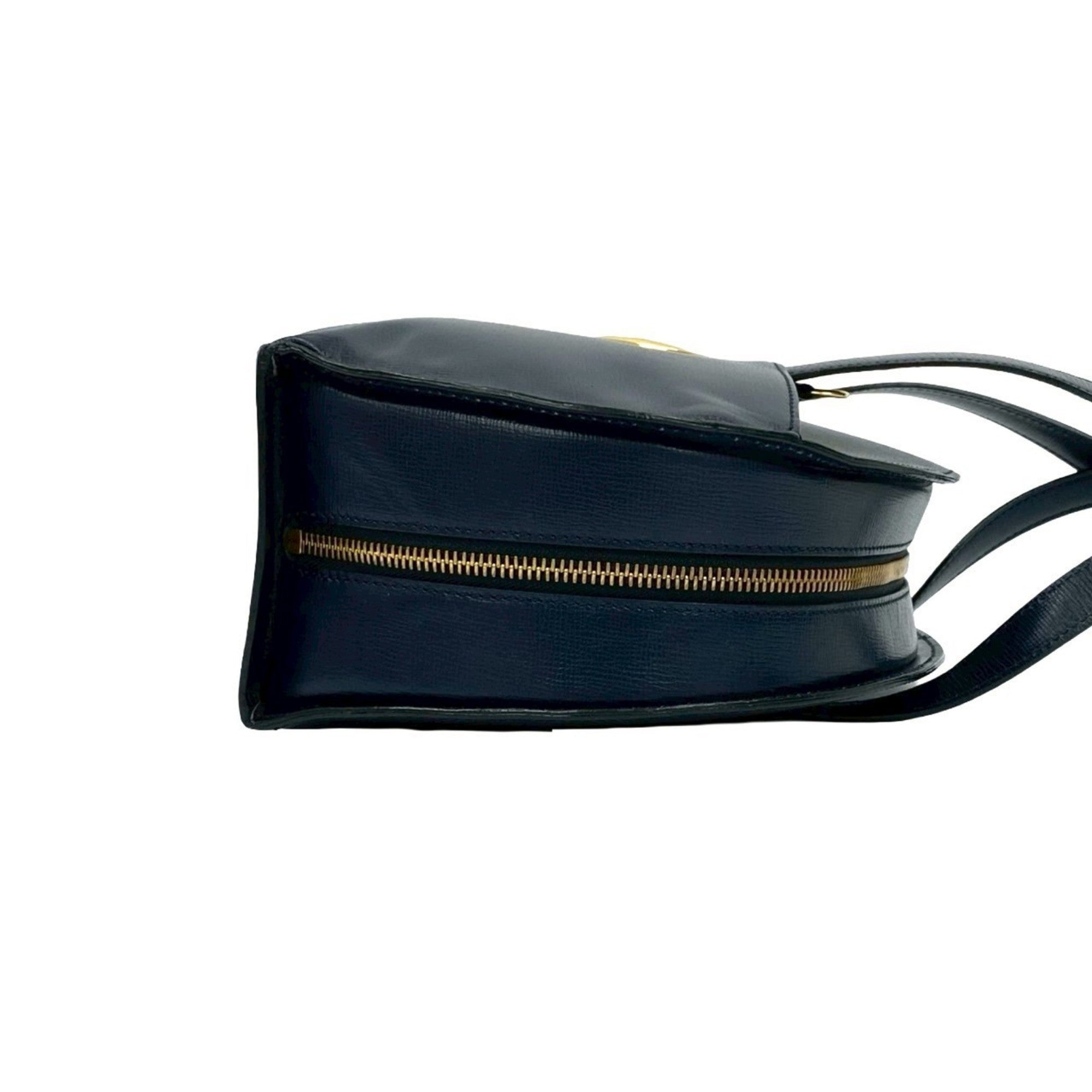 Christian Dior Navy Leather Boston Bag Handbag Tote Bag (Pre-Owned)