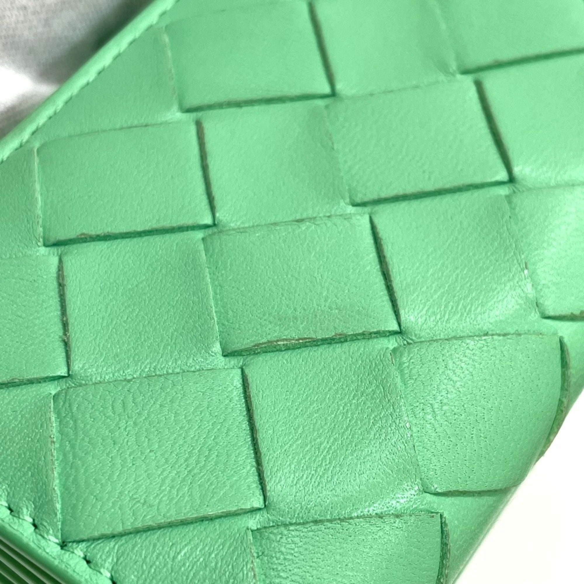 Bottega Veneta Green Leather Wallet (Tri-Fold) (Pre-Owned)