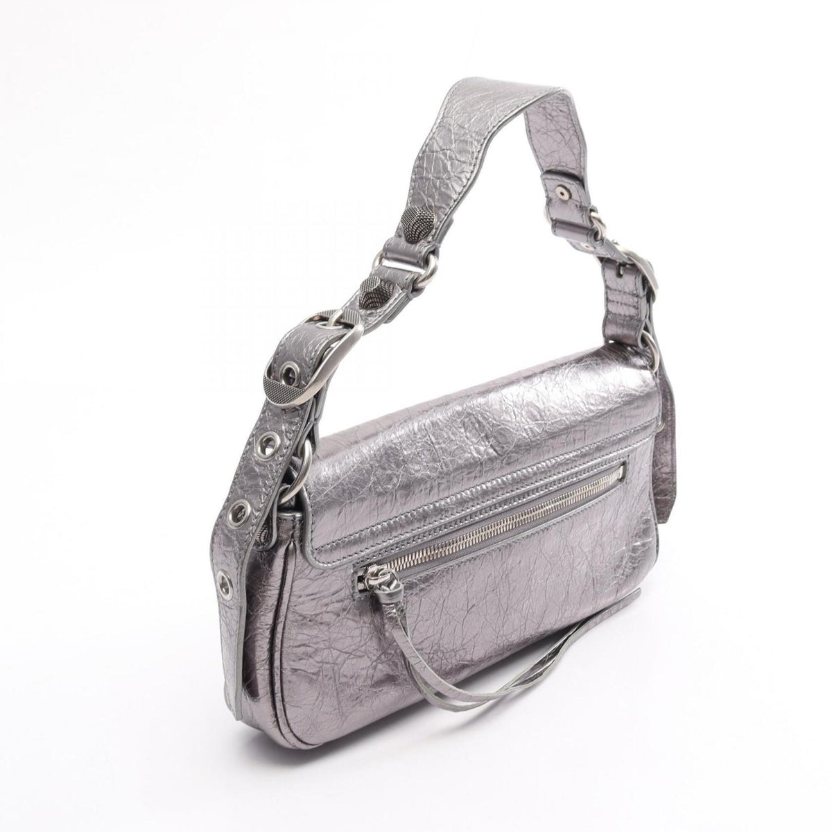 Balenciaga Silver Leather Handbag Shoulder Bag (Pre-Owned)