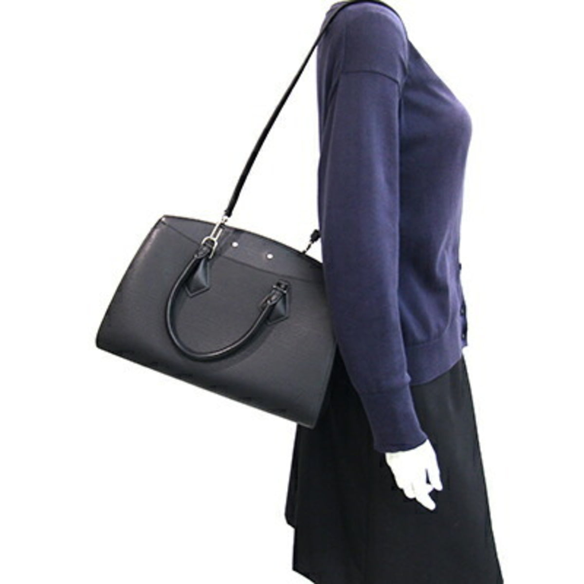 Louis Vuitton Noir Epi Leather Handbag Shoulder Bag (Pre-Owned)