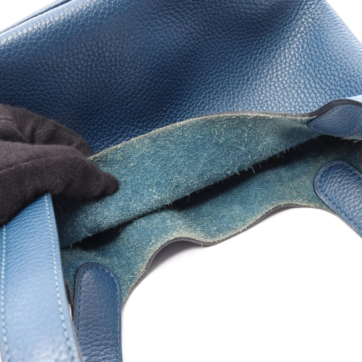 Hermes Blue Taurillon Clemence Leather Handbag (Pre-Owned)