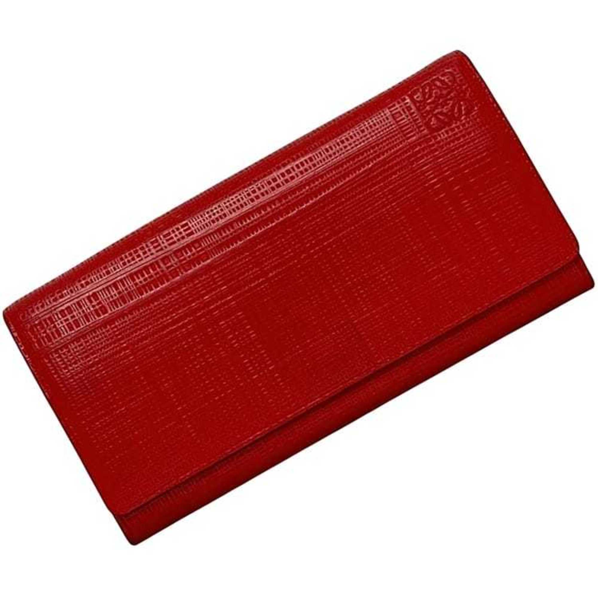 Loewe Red Color Leather Long Wallet (Bi-Fold) (Pre-Owned)