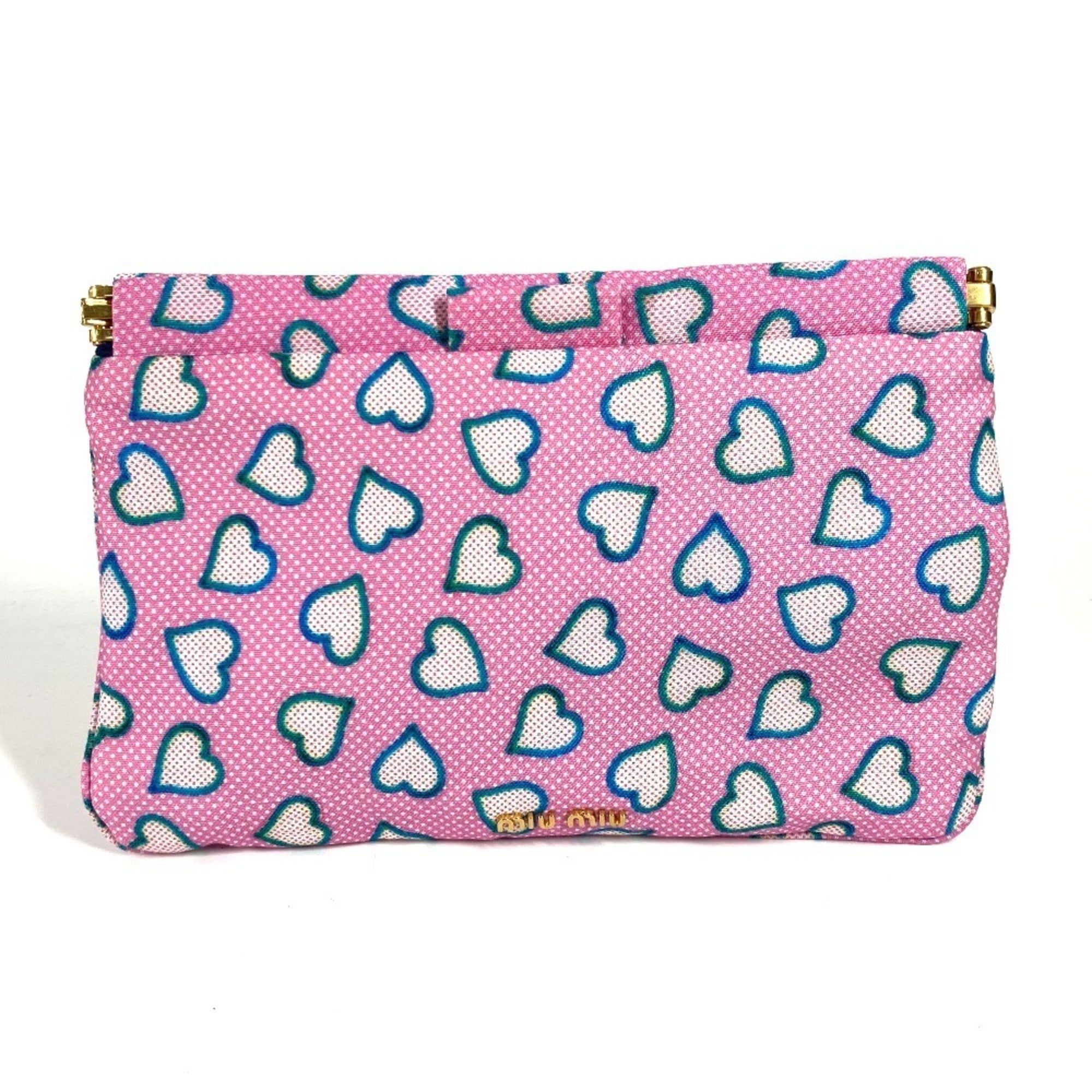 Miu Miu Blue Pink Nylon Leather Clutch Bag Pouch (Pre-Owned)