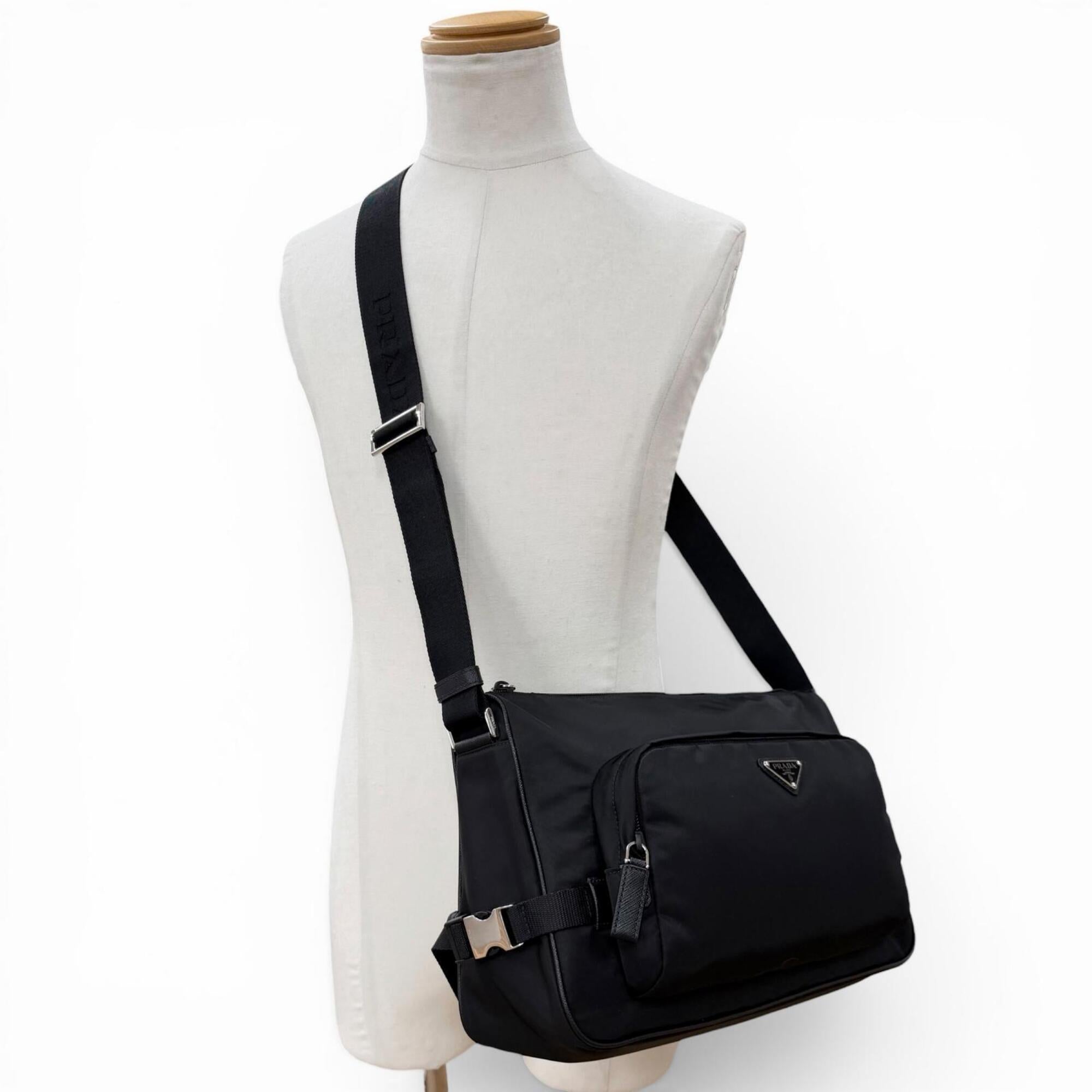 Prada Black Nylon Leather Shoulder Bag (Pre-Owned)