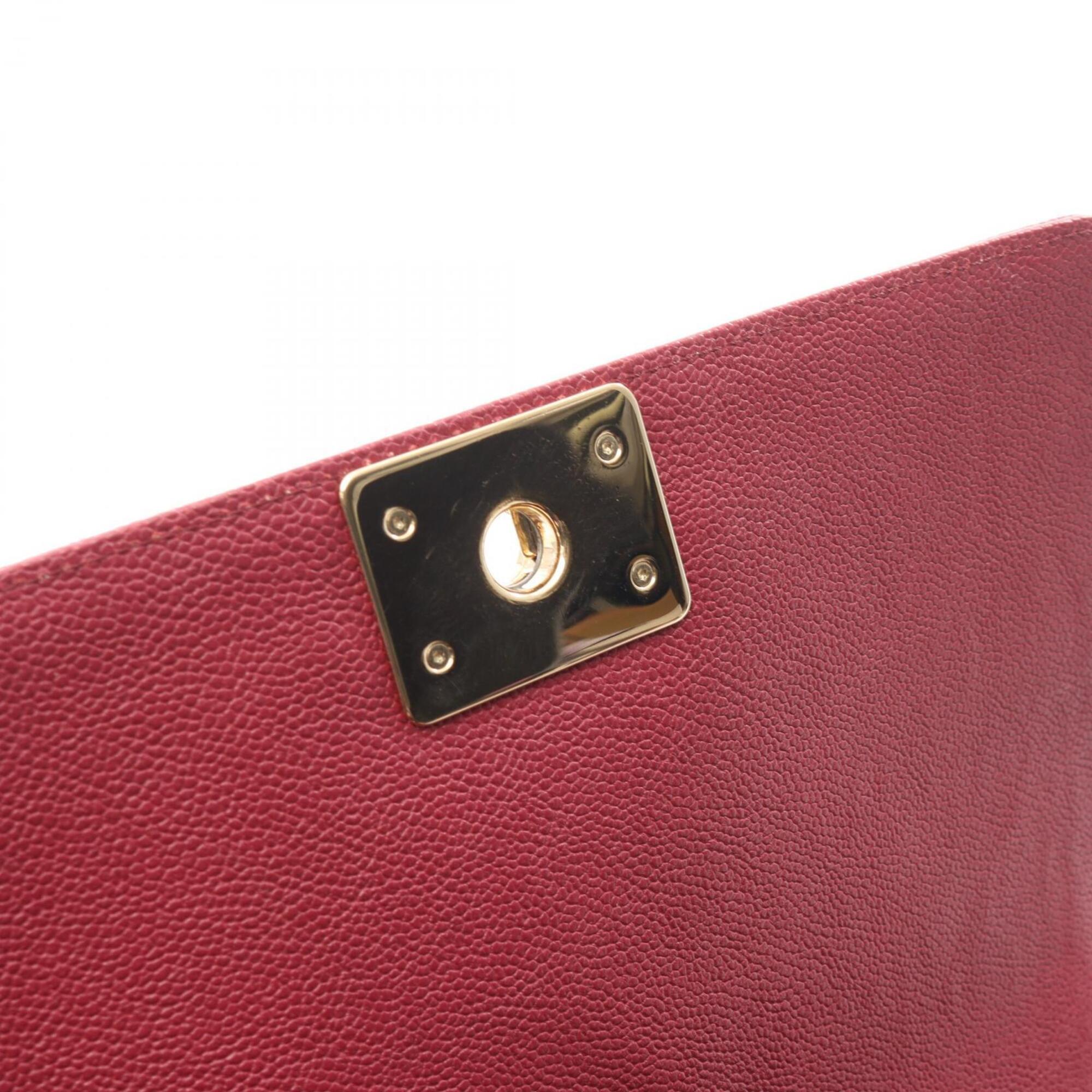 Chanel Bordeaux Grained Calfskin Handbag Shoulder Bag (Pre-Owned)