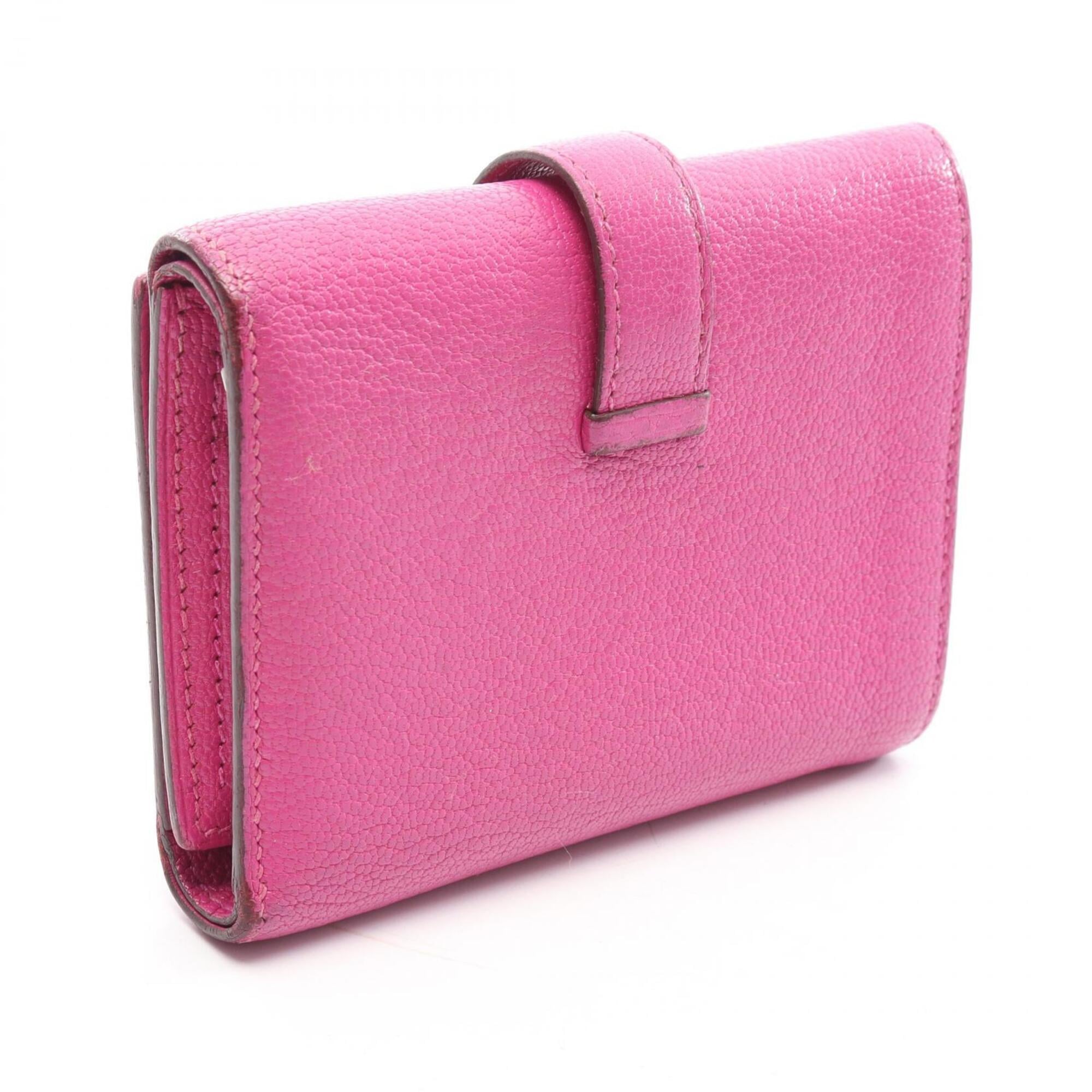 Hermes Pink Chevre Leather Wallet (Tri-Fold) (Pre-Owned)