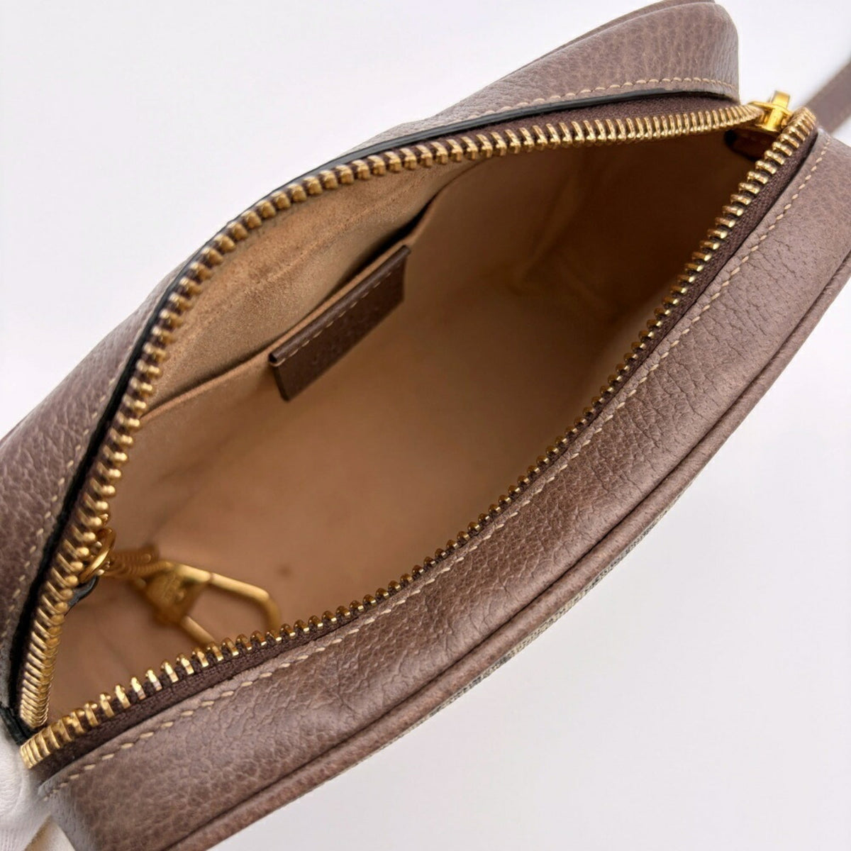 Gucci Sherry Line Beige Brown Gg Supreme Leather Shoulder Bag (Pre-Owned)