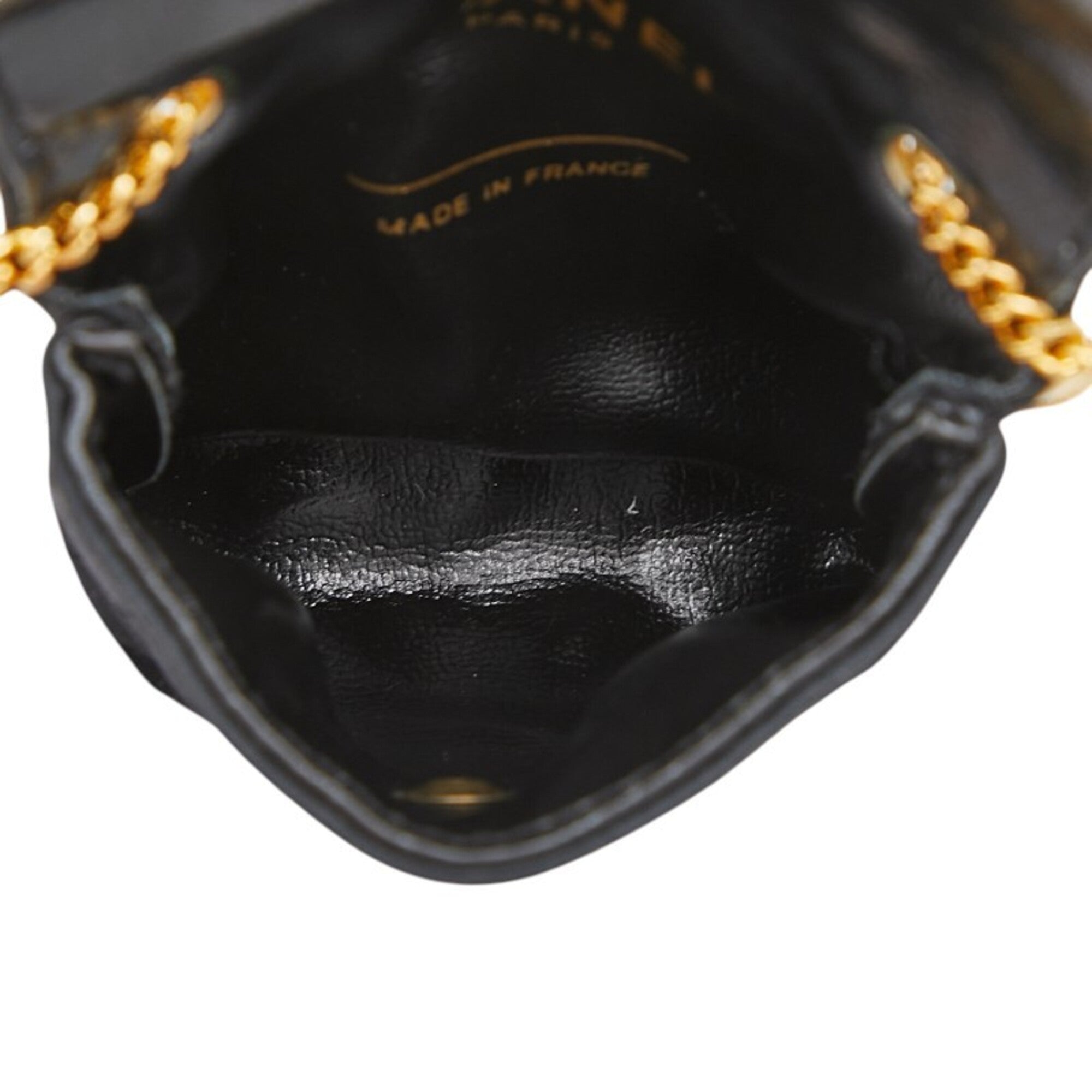 Chanel Black Satin Leather Pouch Shoulder Bag (Pre-Owned)