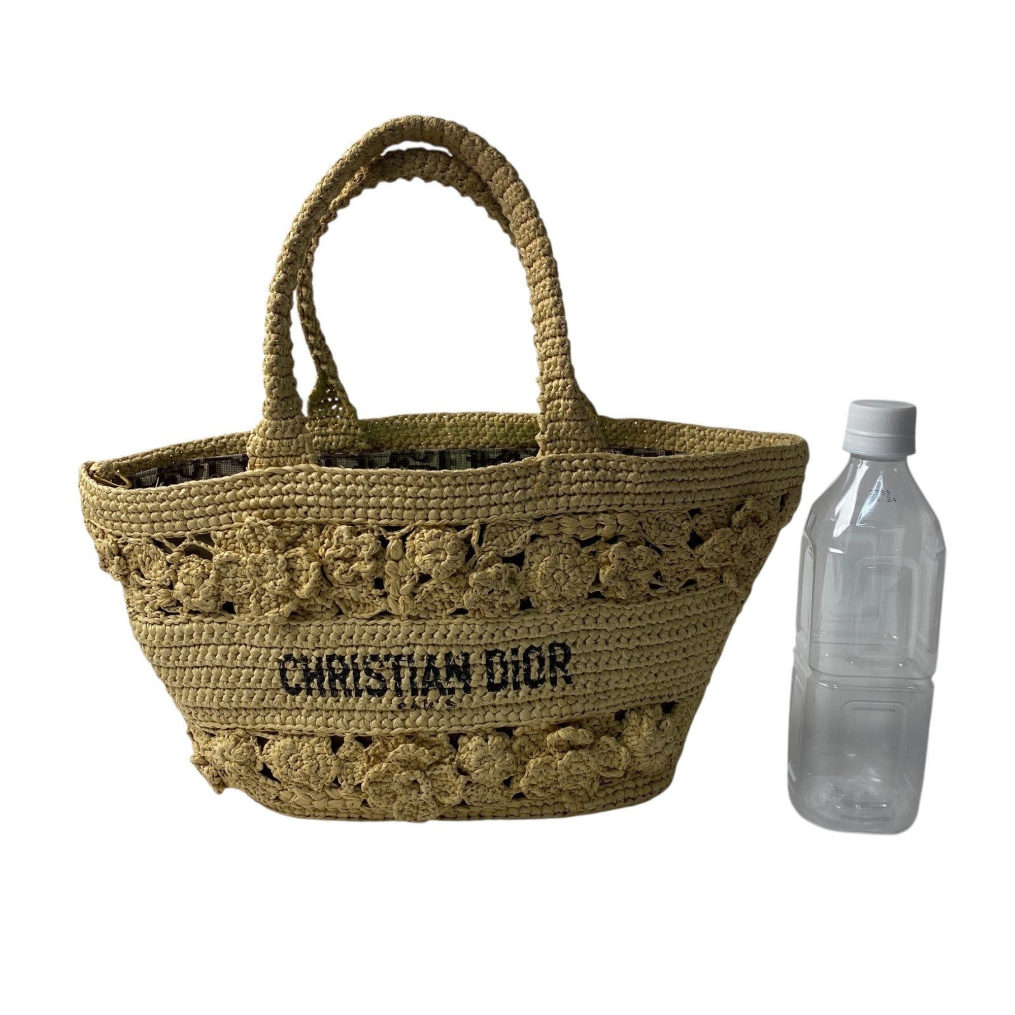 Christian Dior Beige Raffia Handbag Shoulder Bag (Pre-Owned)
