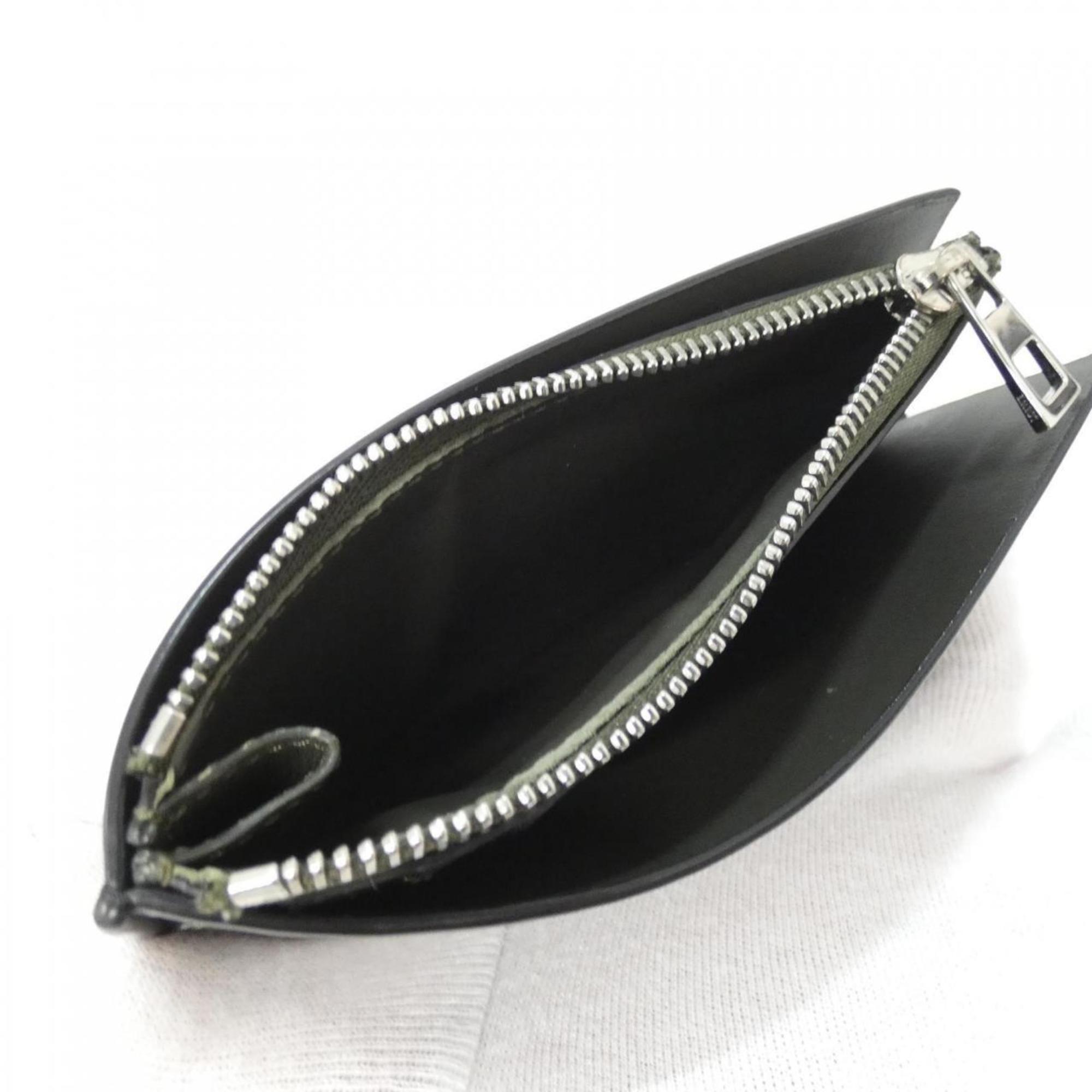 Loewe Black Dark Khaki Leather Coin Purse/Coin Case (Pre-Owned)