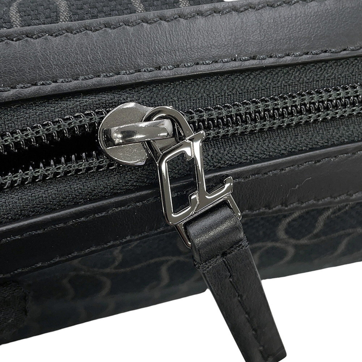Christian Louboutin Black Canvas Leather Clutch Bag Handbag (Pre-Owned)