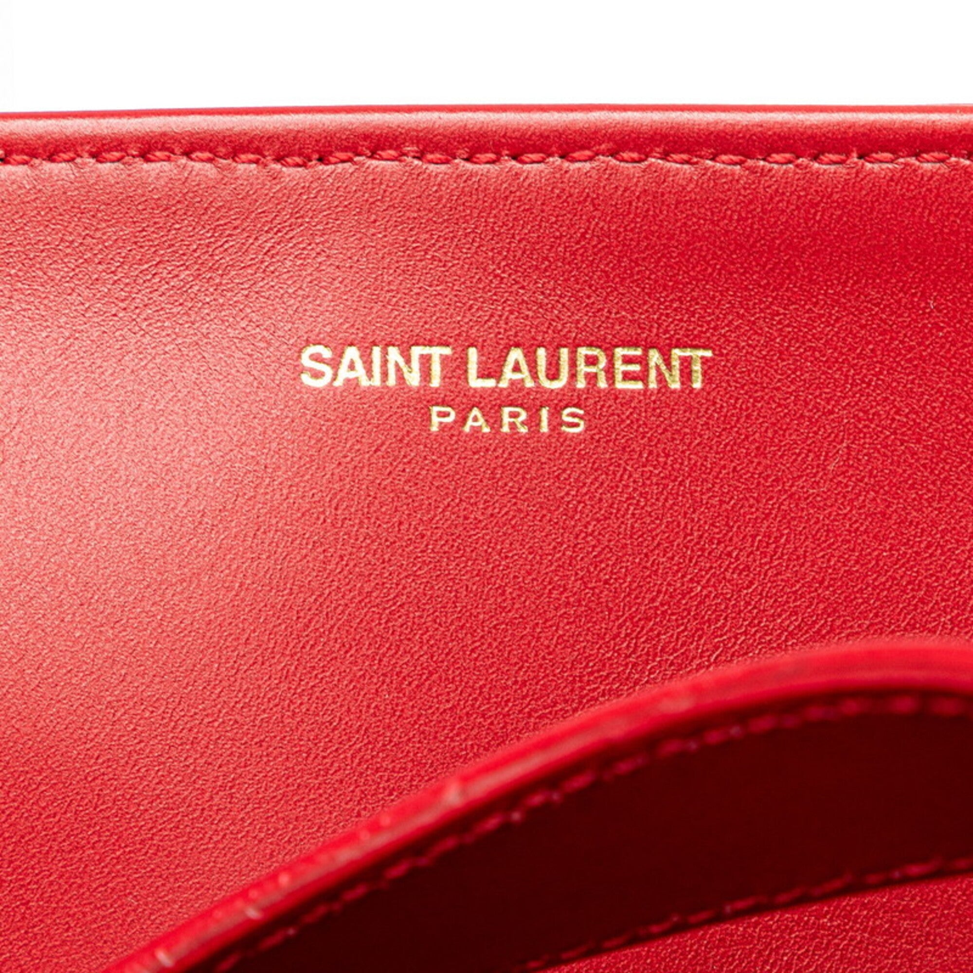 Saint Laurent Red Color Suede Leather Tote Bag (Pre-Owned)