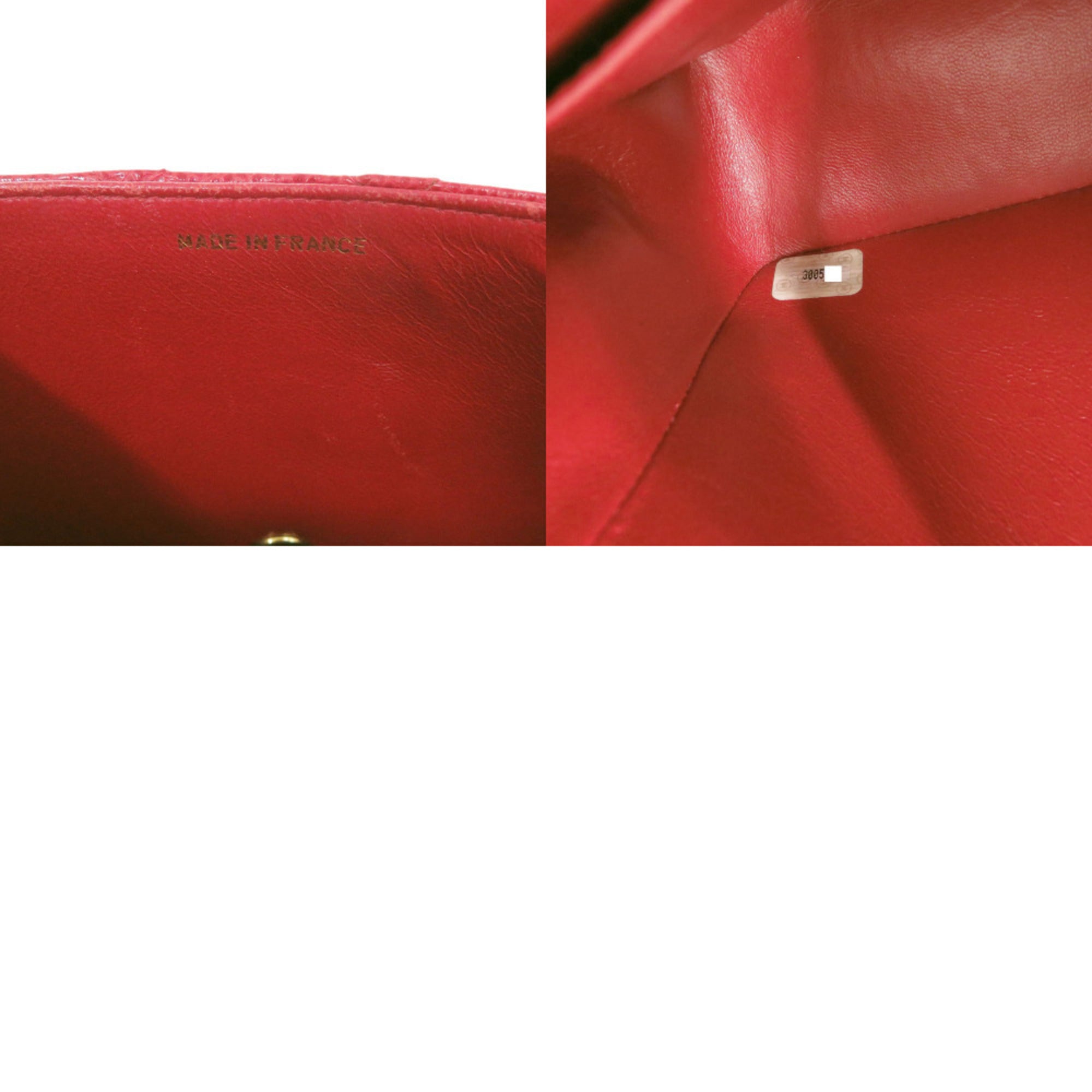 Chanel Red Color Grained Calfskin Shoulder Bag (Pre-Owned)