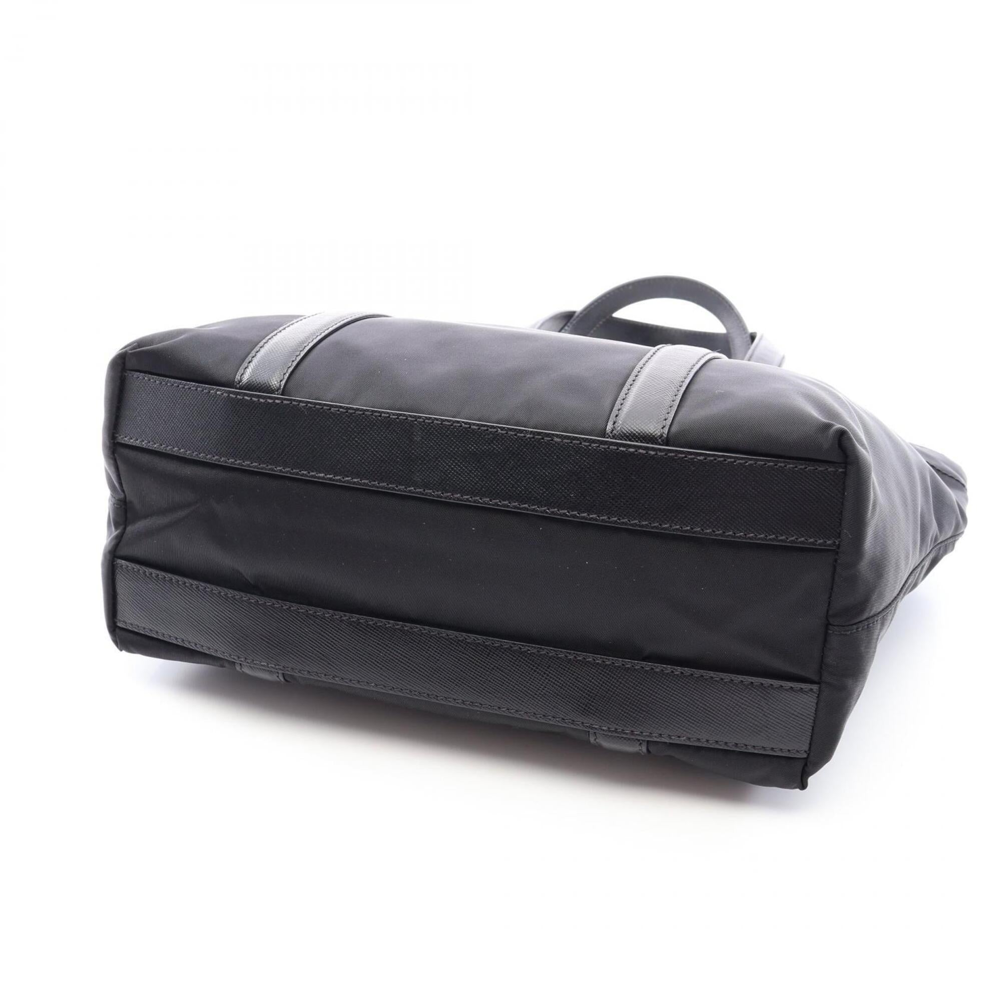 Prada Black Nylon Leather Tote Bag (Pre-Owned)