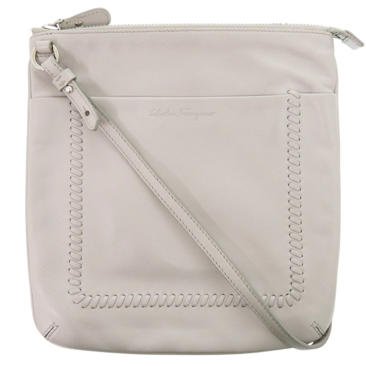 Salvatore Ferragamo Gray Leather Shoulder Bag (Pre-Owned)