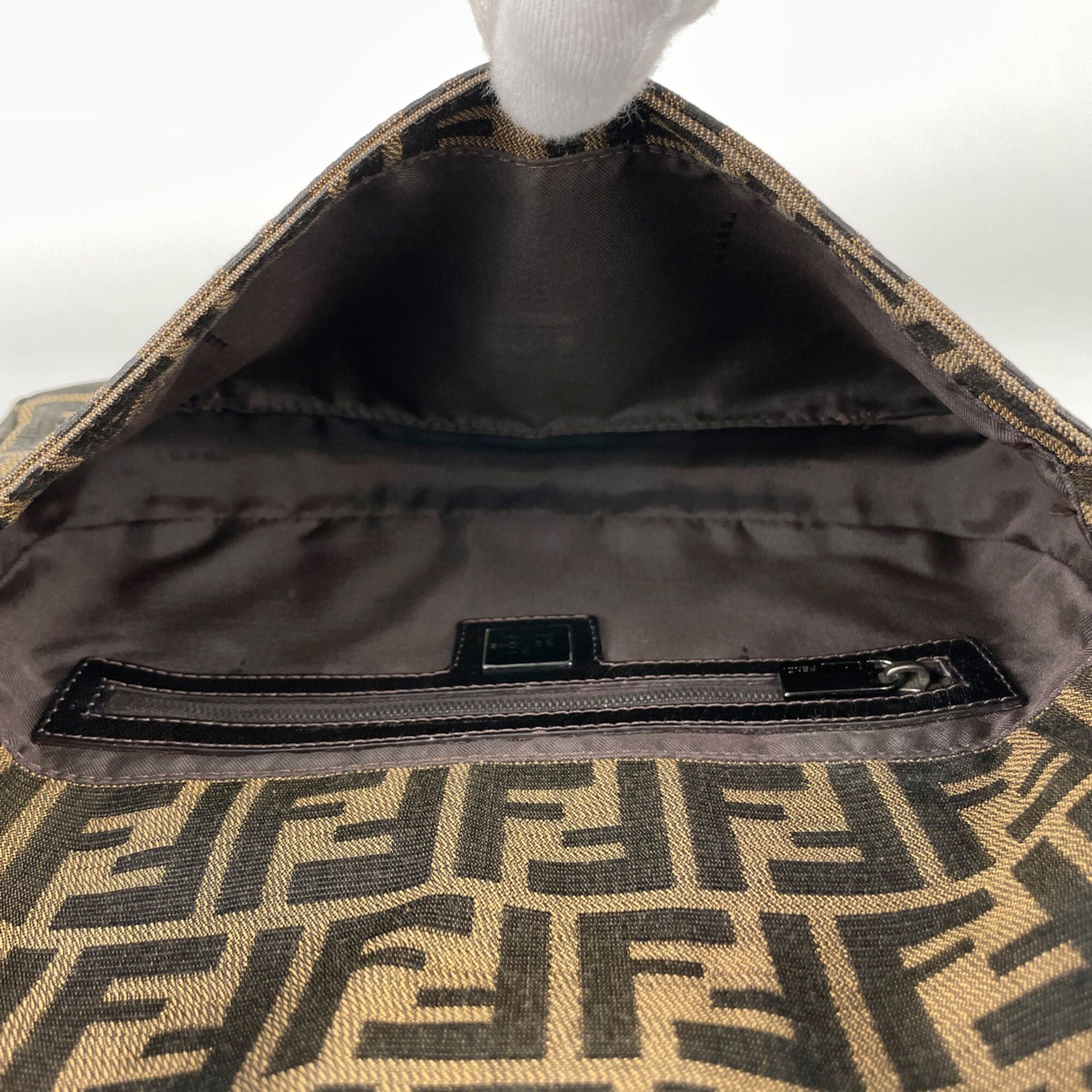 Fendi Brown Zucca Handbag Shoulder Bag (Pre-Owned)