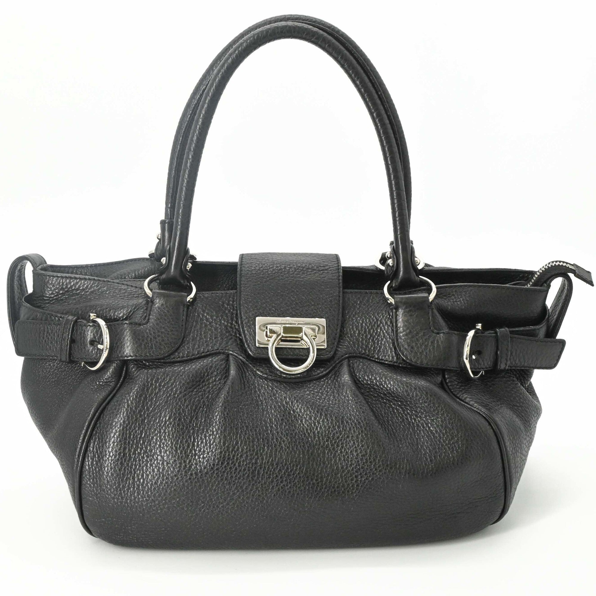 Salvatore Ferragamo Black Leather Handbag (Pre-Owned)