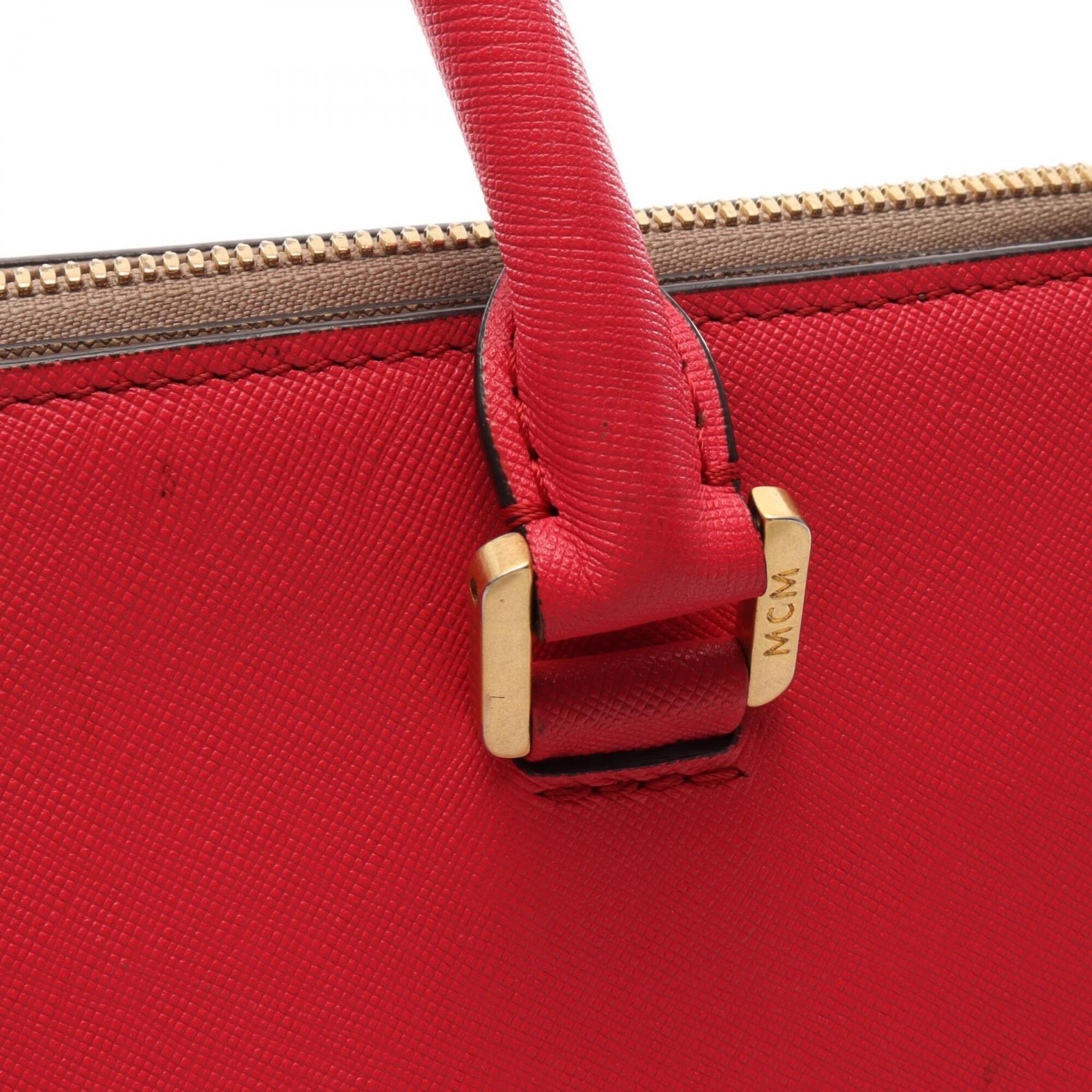 Mcm Beige Pink Leather Handbag (Pre-Owned)