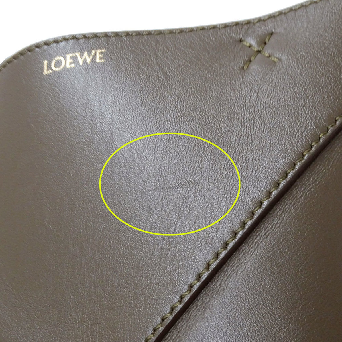 Loewe Green Khaki Leather Handbag Shoulder Bag (Pre-Owned)