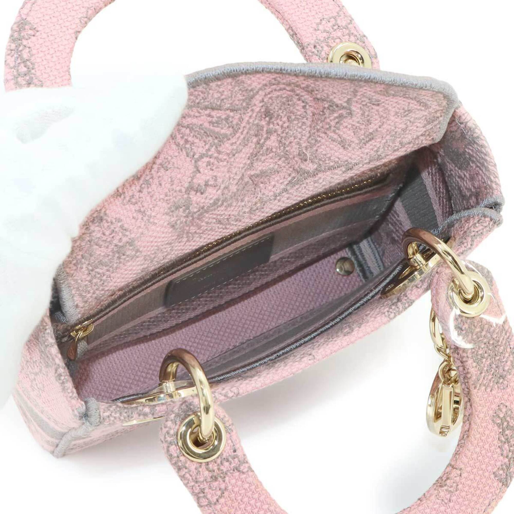 Christian Dior Gray Pink Canvas Handbag (Pre-Owned)
