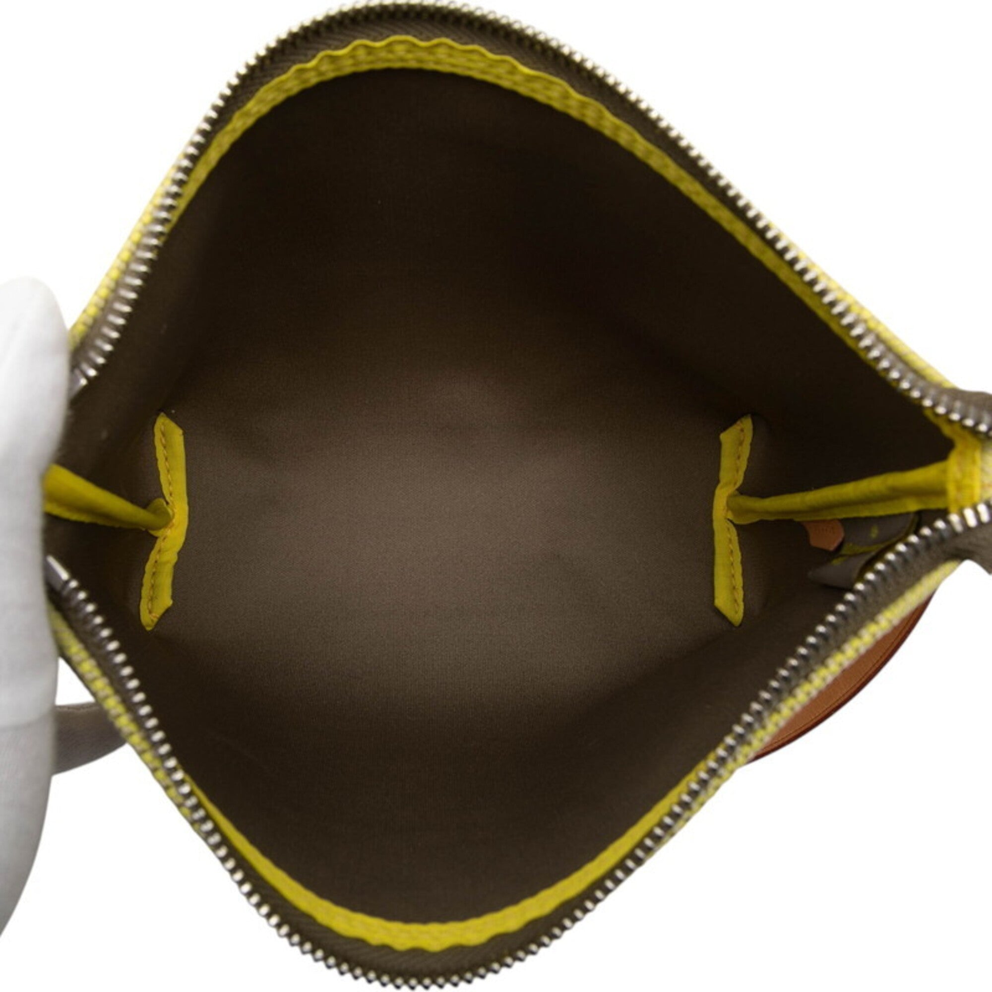 Louis Vuitton Lime Green Canvas Leather Handbag Pouch (Pre-Owned)