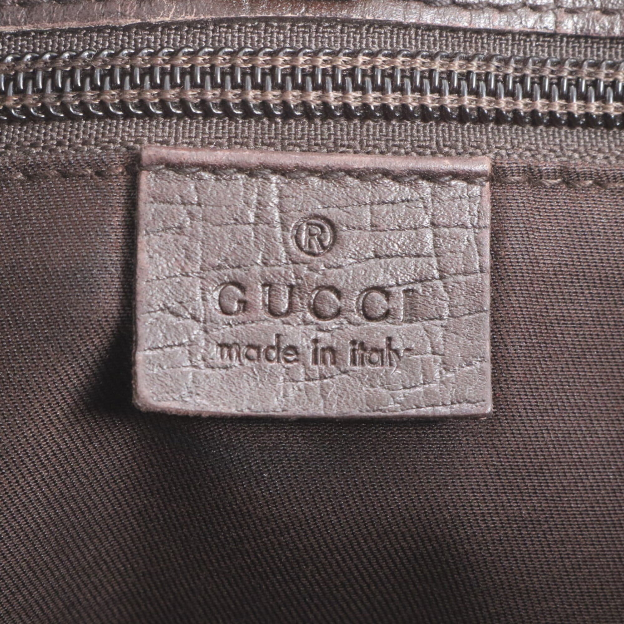 Gucci Beige Brown Leather Coated Canvas Handbag Shoulder Bag Tote Bag (Pre-Owned)