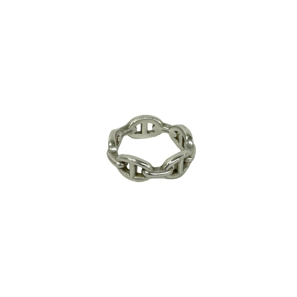 Hermes Silver Silver 925 Band Ring (Pre-Owned)