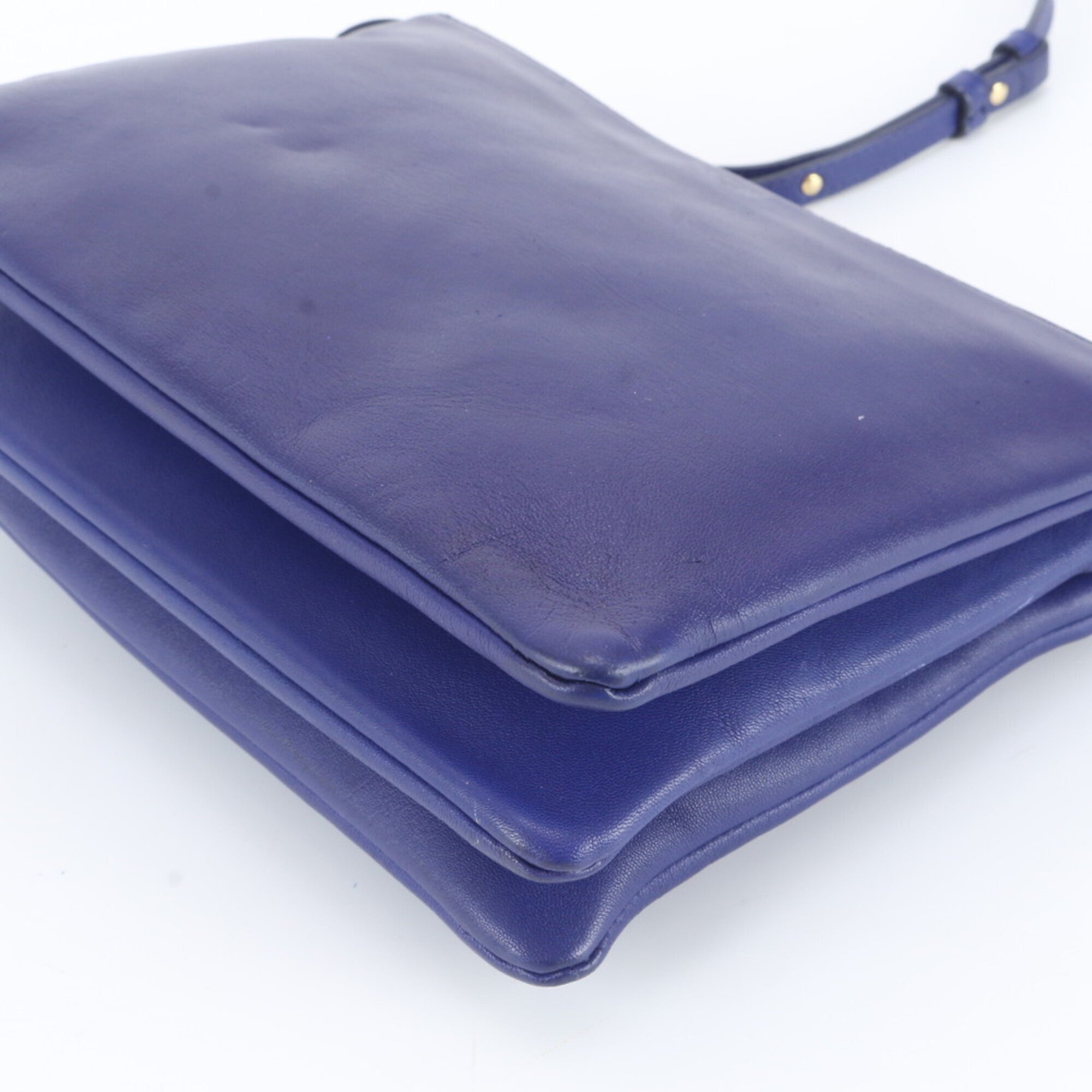 Celine Navy Leather Handbag Shoulder Bag Tote Bag (Pre-Owned)