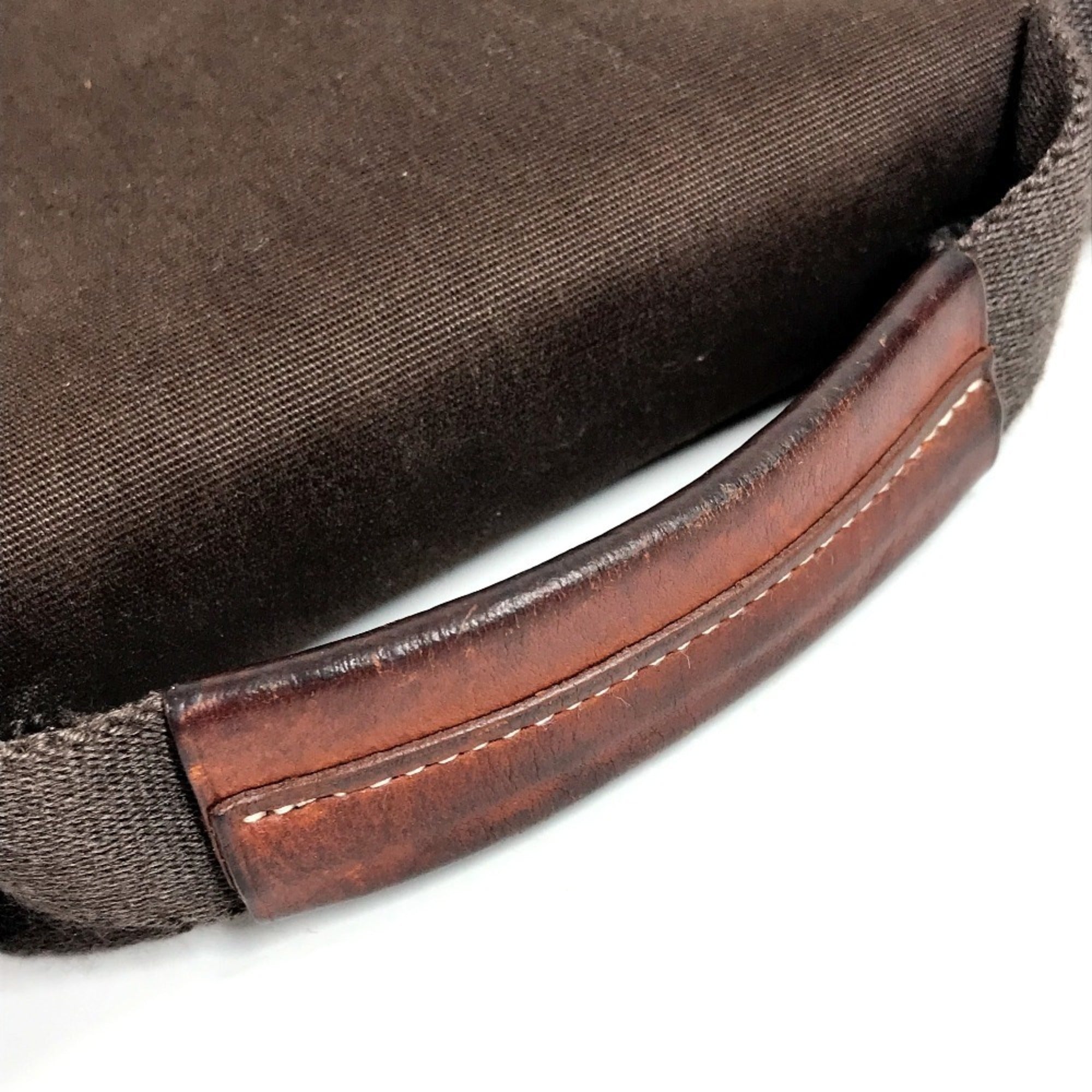 Hermes Buenaventura Brown Leather Canvas Briefcase Tote Bag (Pre-Owned)