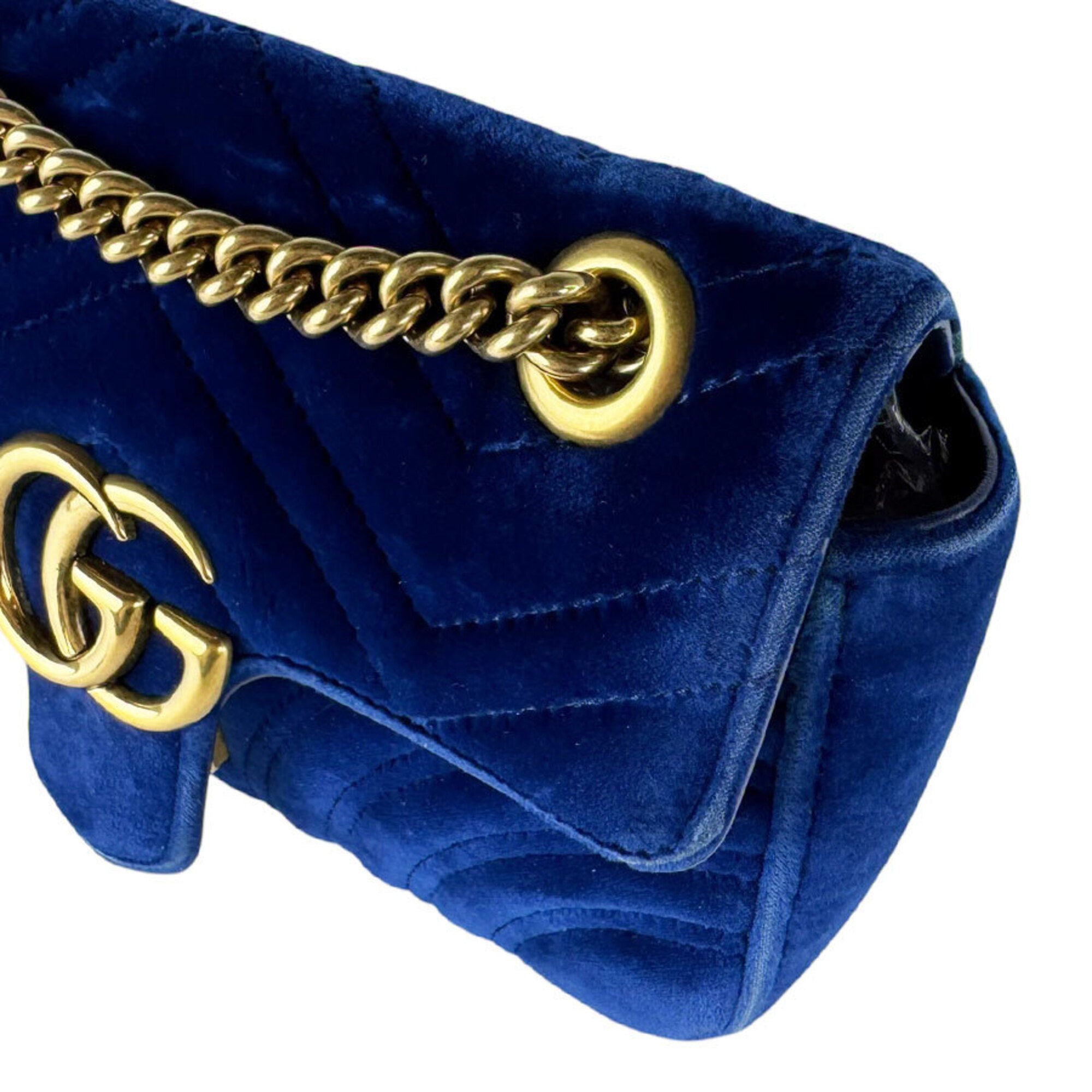 Gucci Blue Velvet Shoulder Bag (Pre-Owned)