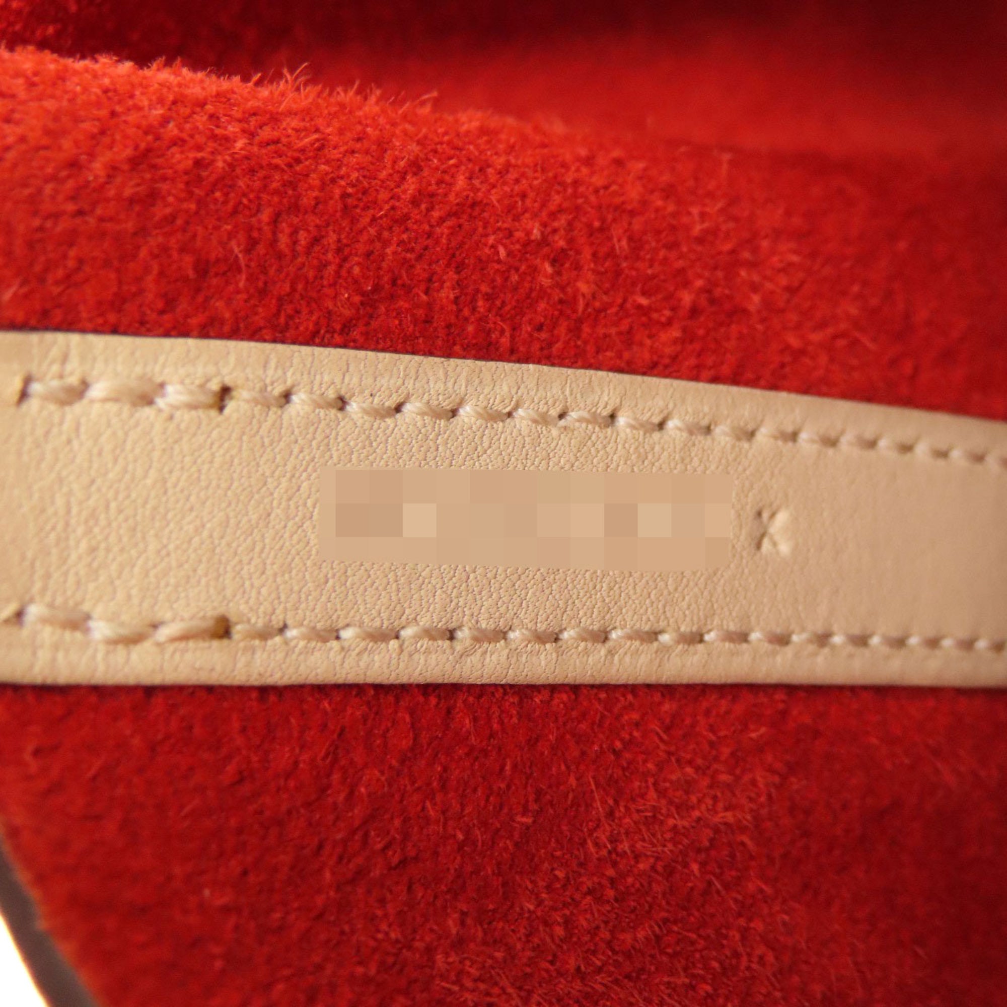 Hermes Beige Red Color Taurillon Clemence Leather Swift Leather Handbag (Pre-Owned)