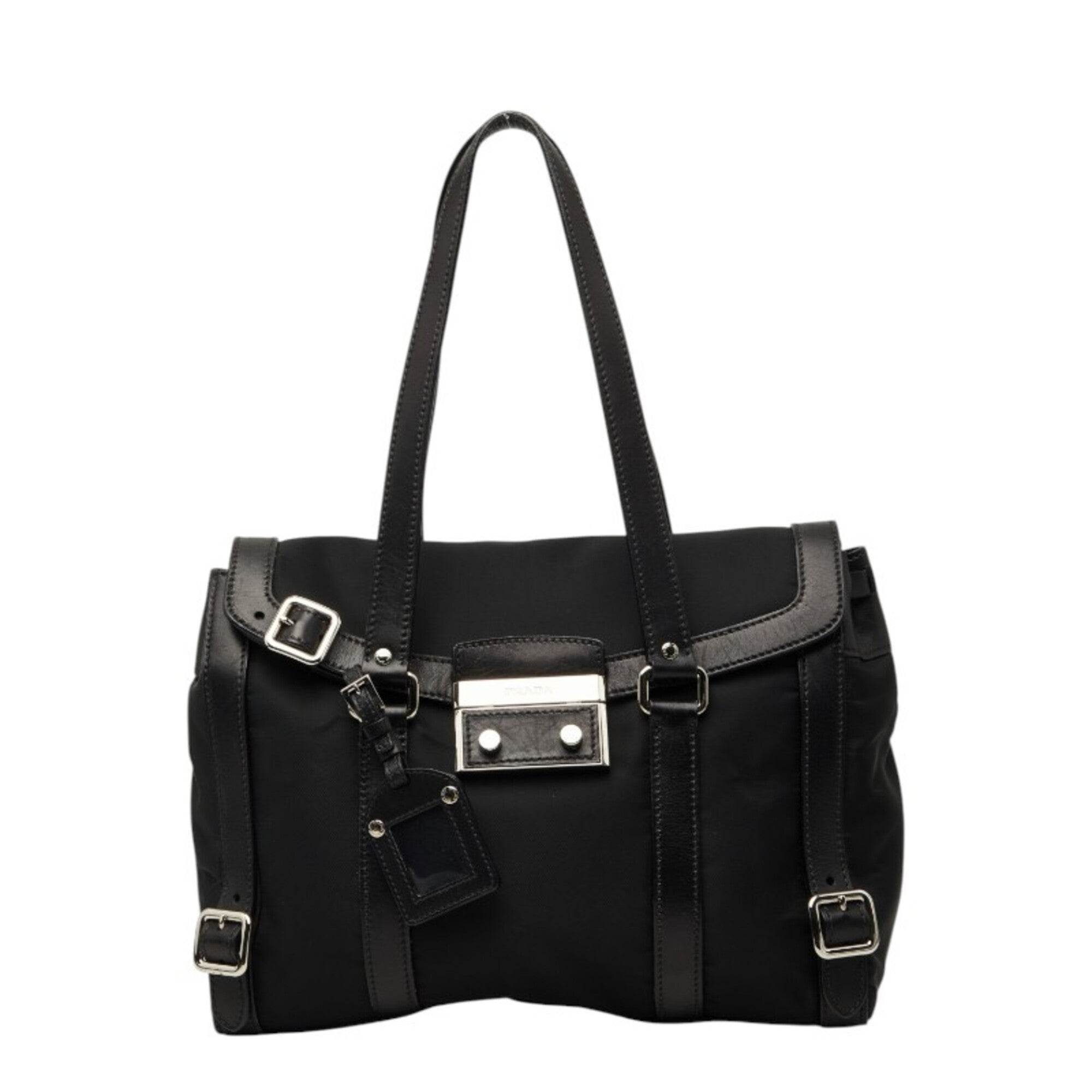 Prada Black Nylon Leather Shoulder Bag (Pre-Owned)