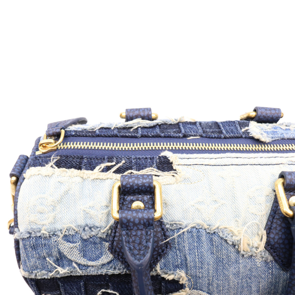Louis Vuitton Gold Monogram Denim Boston Bag Shoulder Bag (Pre-Owned)
