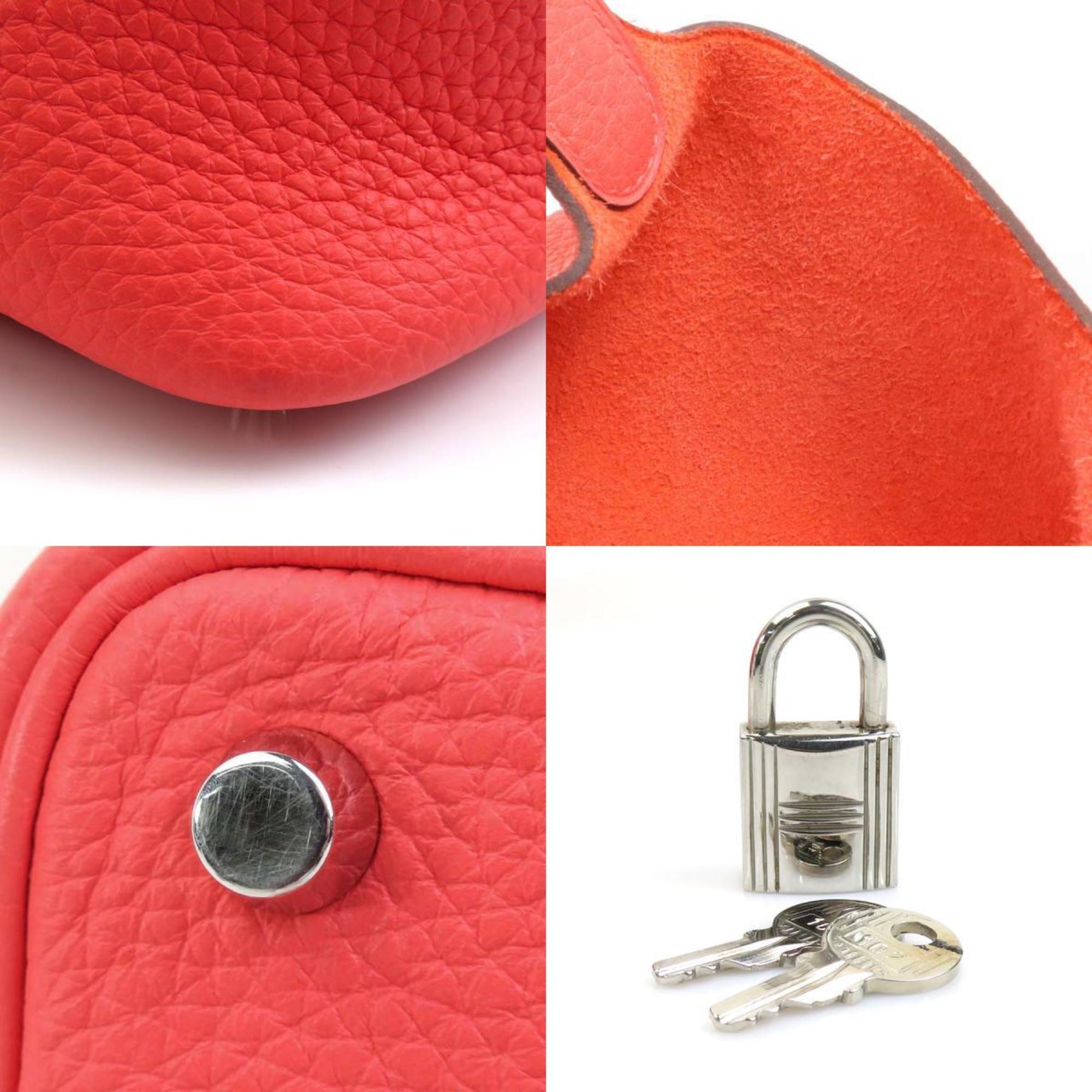 Hermes Silver Taurillon Clemence Leather Handbag (Pre-Owned)