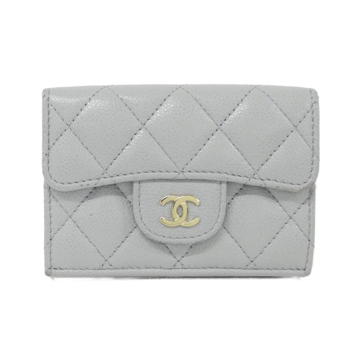 Chanel Gray Grained Calfskin Wallet (Tri-Fold) (Pre-Owned)