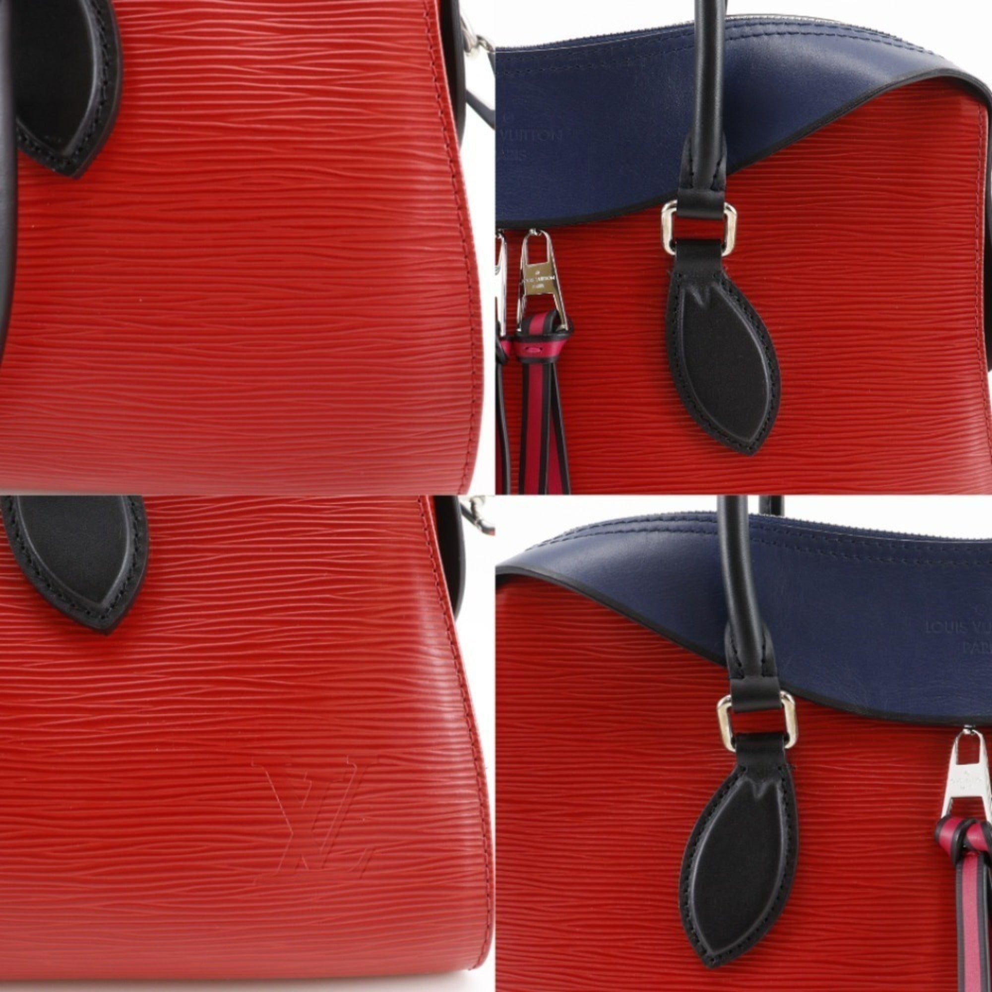 Louis Vuitton Navy Red Color Epi Leather Handbag Tote Bag (Pre-Owned)