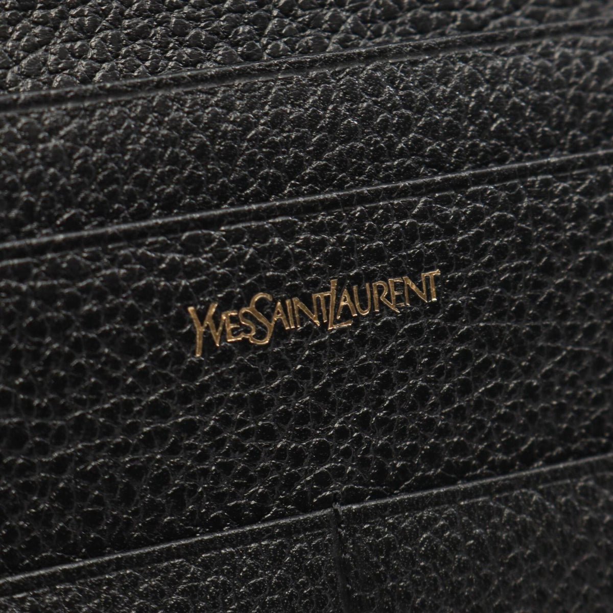 Yves Saint Laurent Black Leather Long Wallet (Bi-Fold) (Pre-Owned)