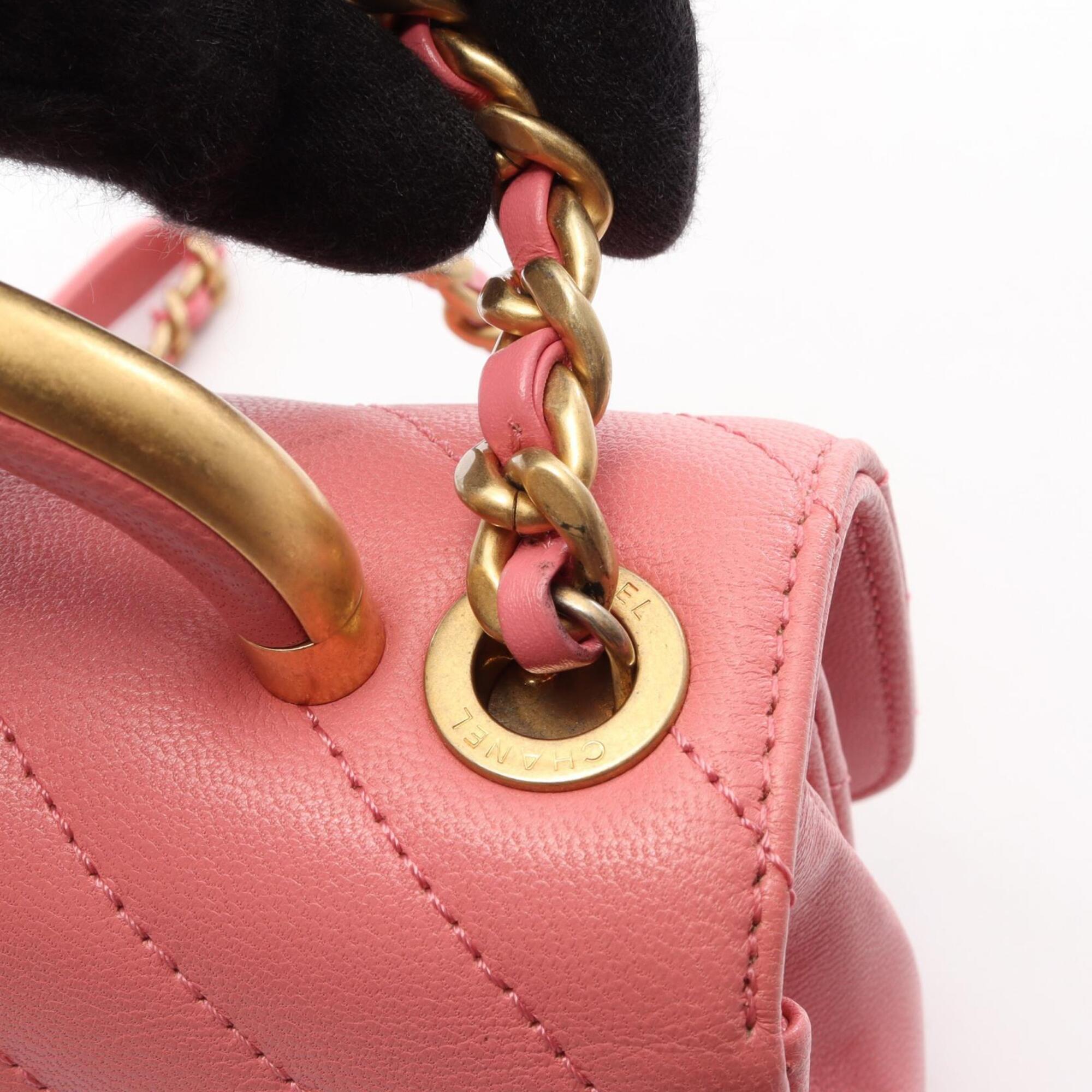 Chanel Pink Leather Handbag Shoulder Bag (Pre-Owned)