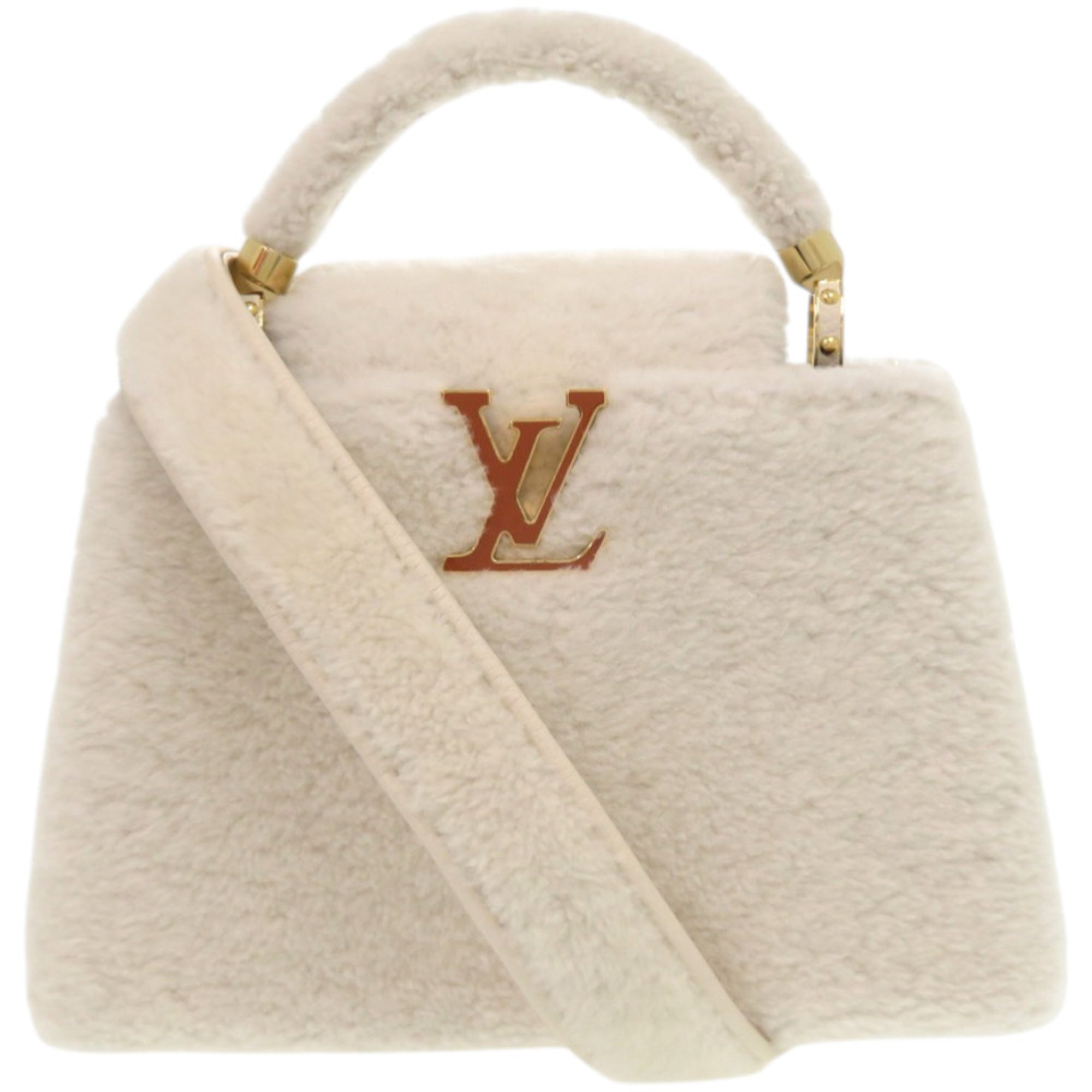 Louis Vuitton Brown White Fur Leather Handbag (Pre-Owned)