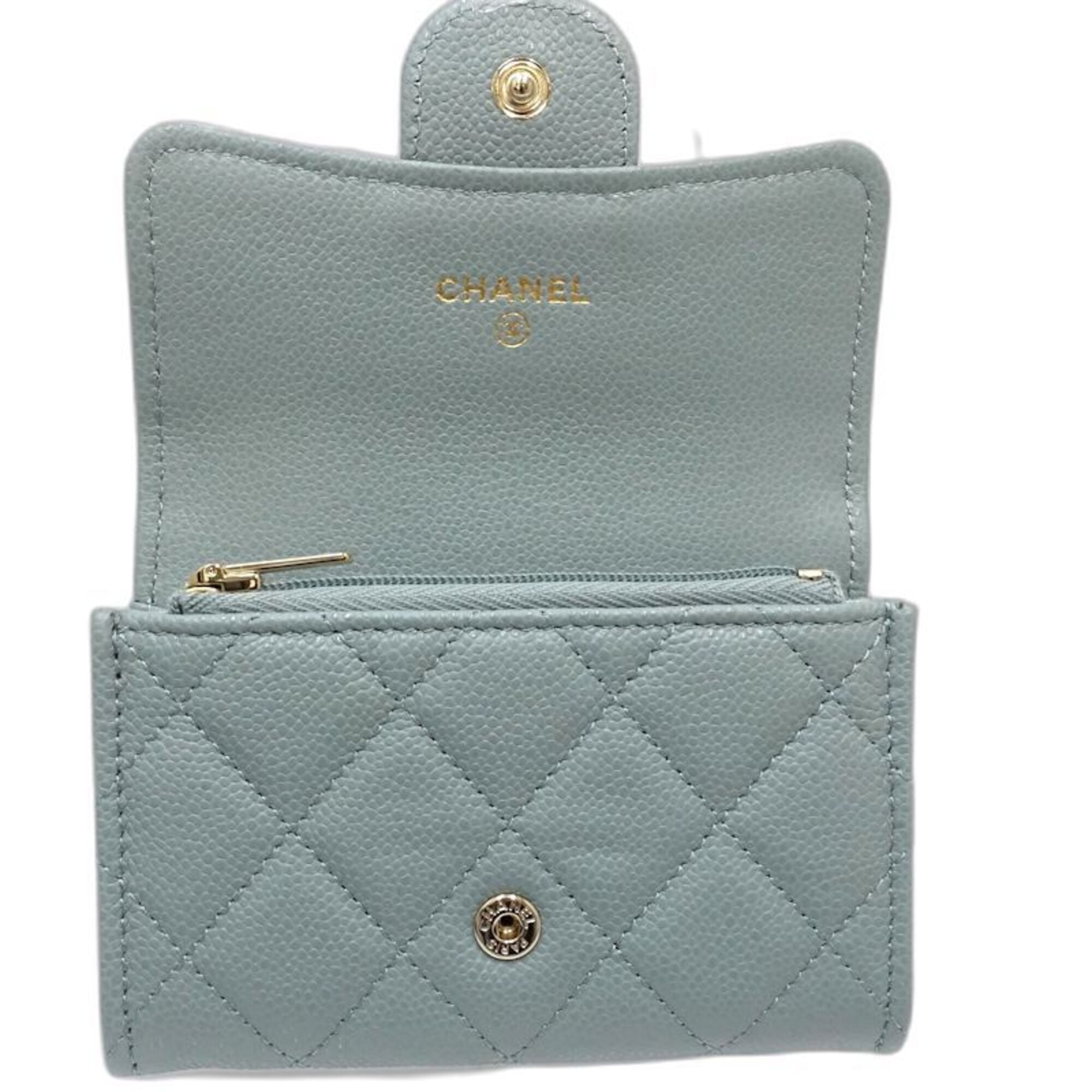 Chanel Green Grained Calfskin Coin Purse/Coin Case (Pre-Owned)