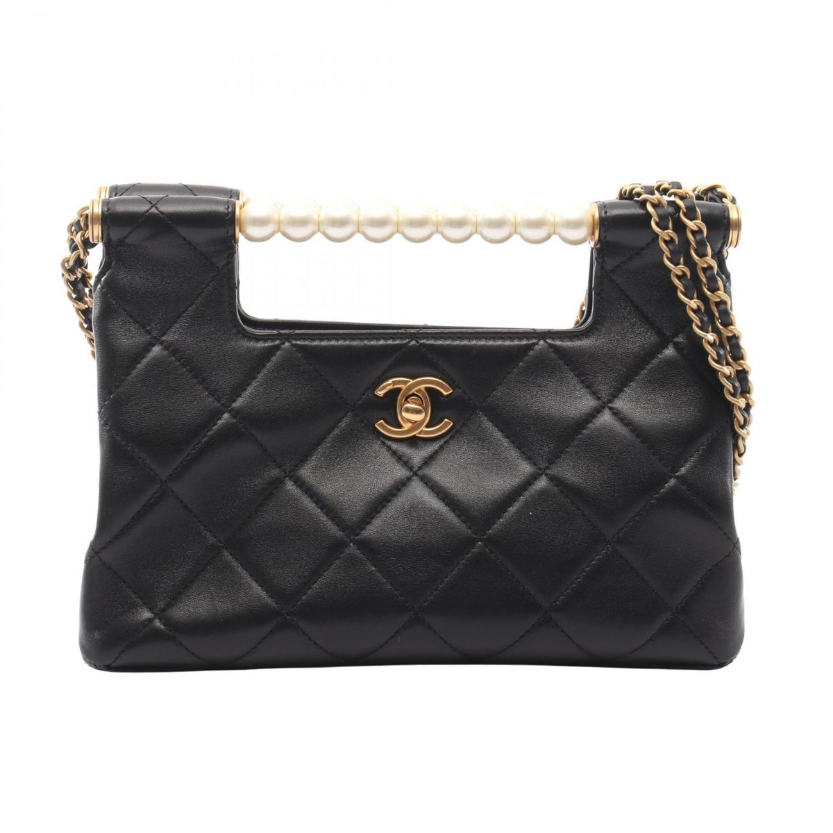 Chanel Matelasse Black Leather Handbag Shoulder Bag (Pre-Owned)