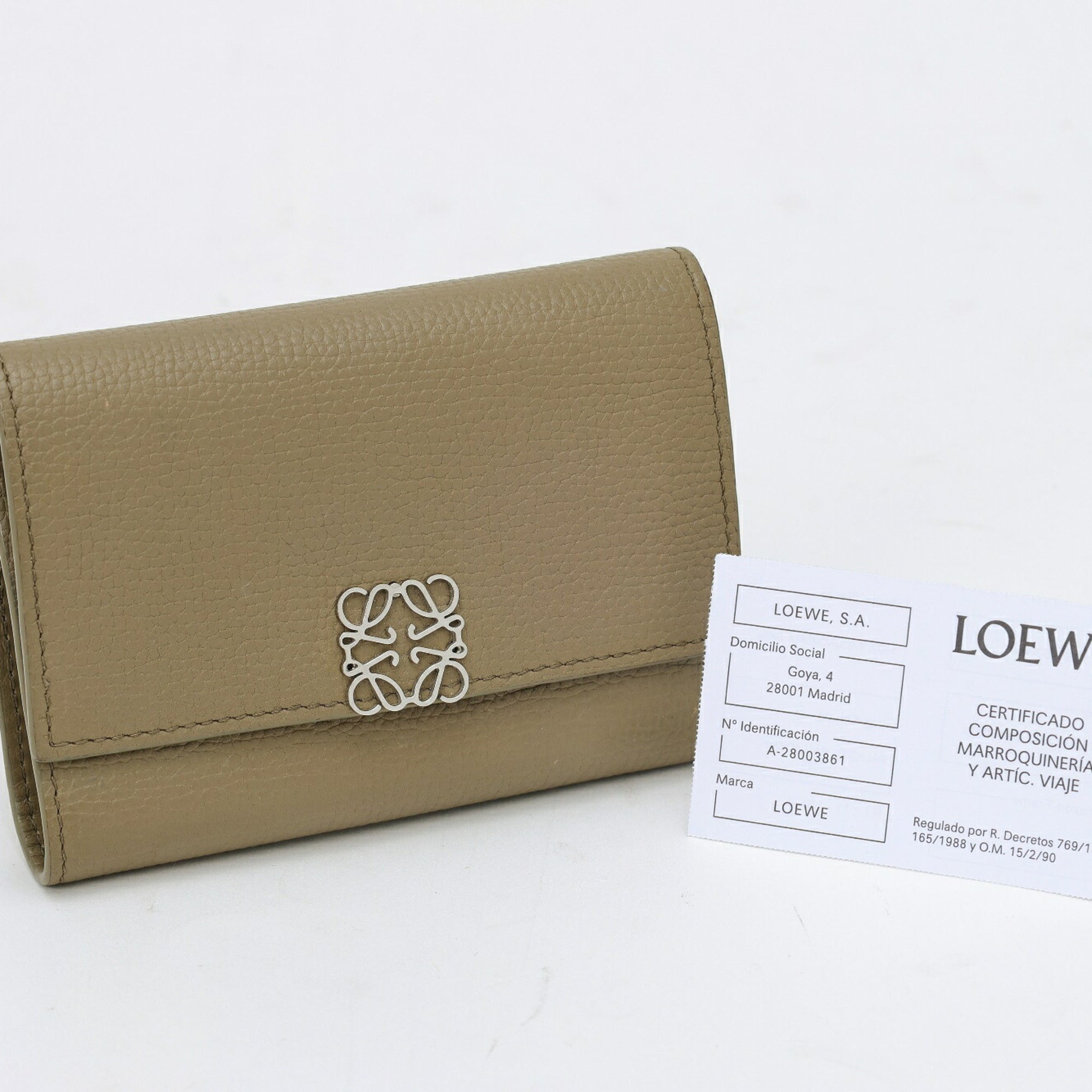 Loewe Khaki Leather Wallet (Tri-Fold) (Pre-Owned)