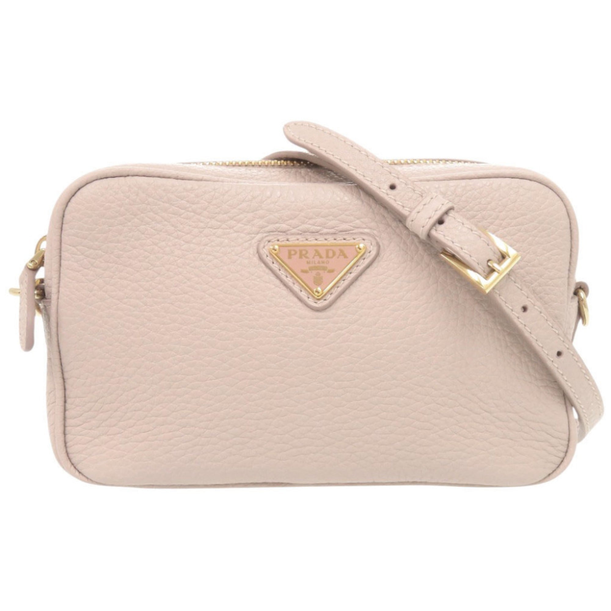 Prada Pink Beige Leather Shoulder Bag (Pre-Owned)