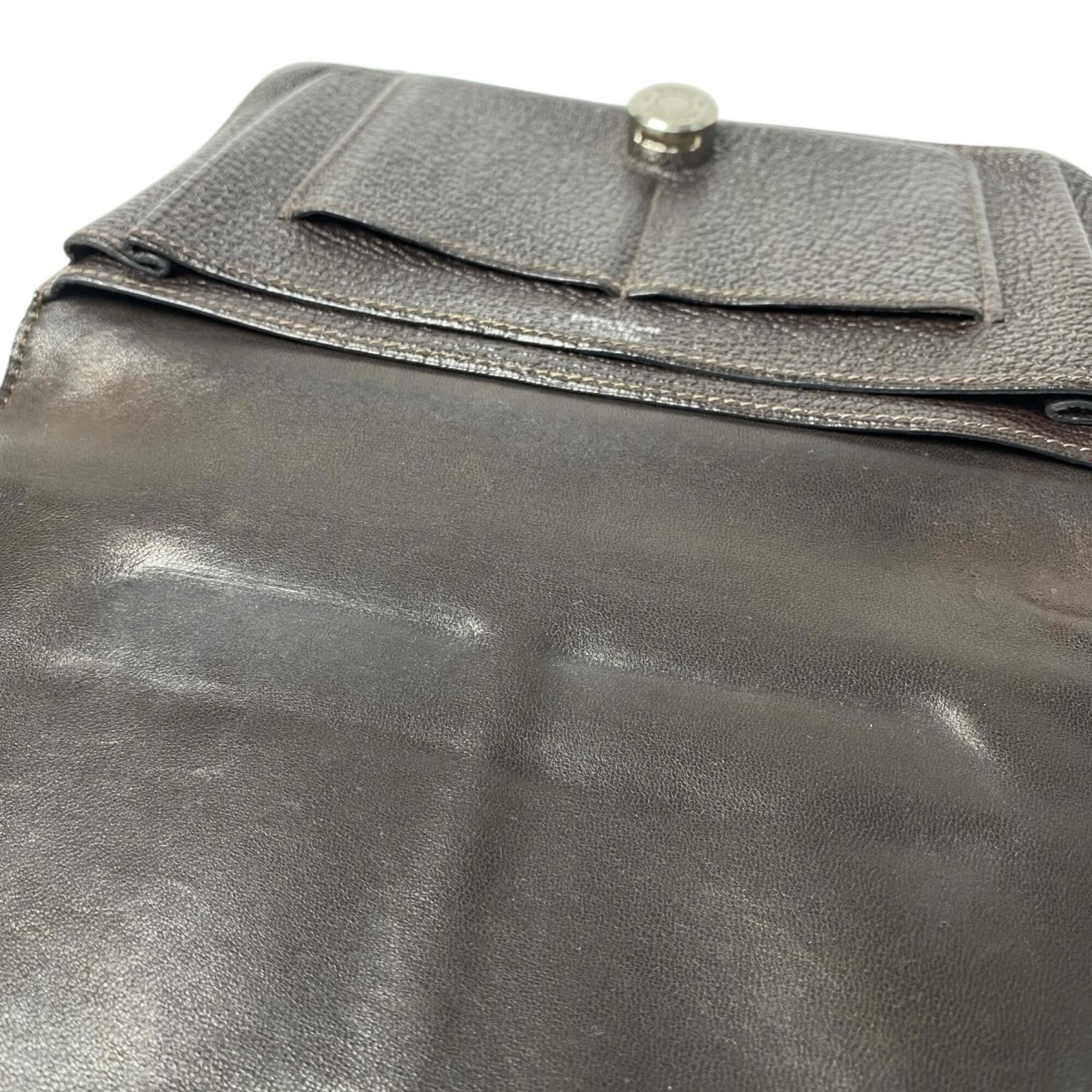 Hermes Dark Brown Leather Wallet (Bi-Fold) (Pre-Owned)