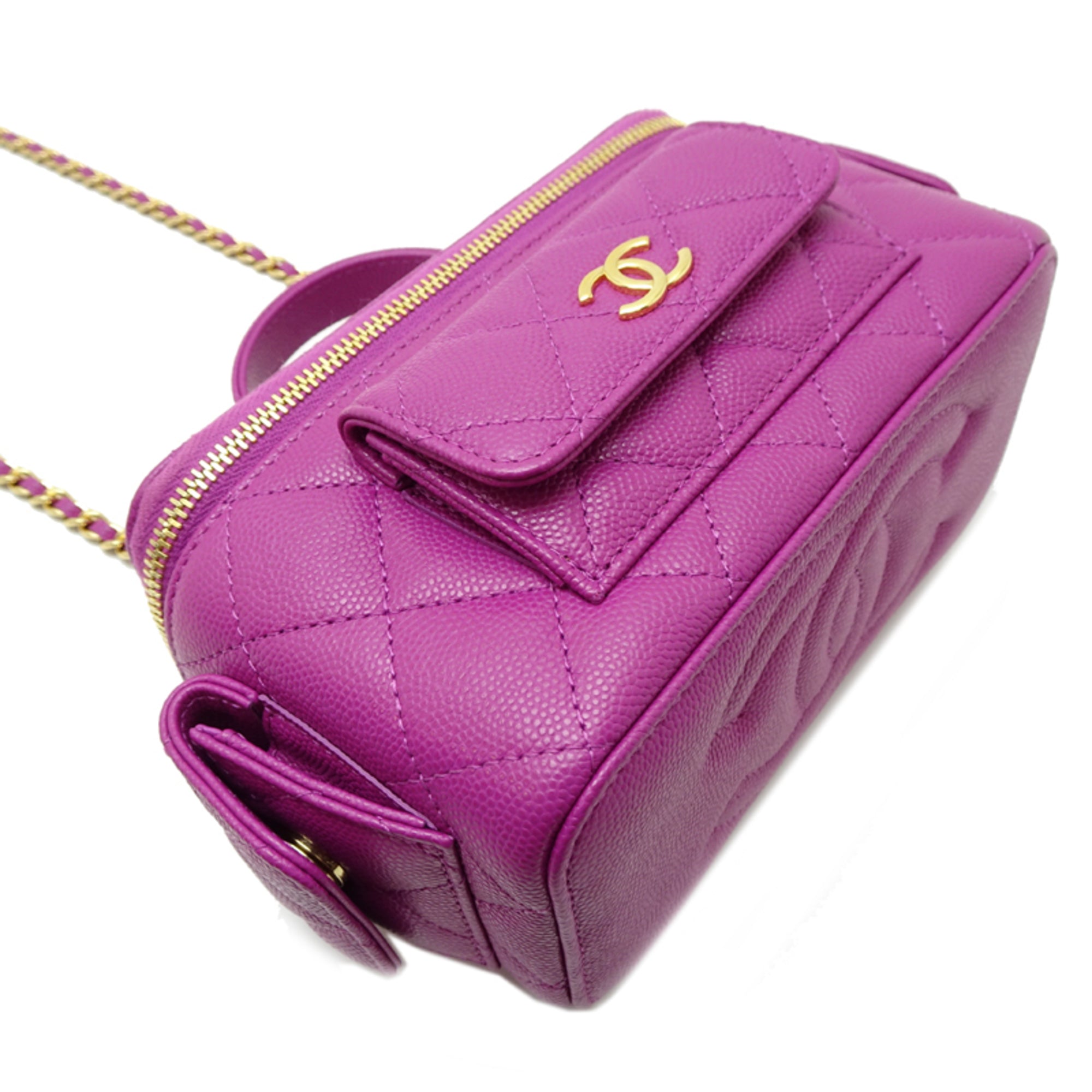 Chanel Purple Grained Calfskin Shoulder Bag (Pre-Owned)