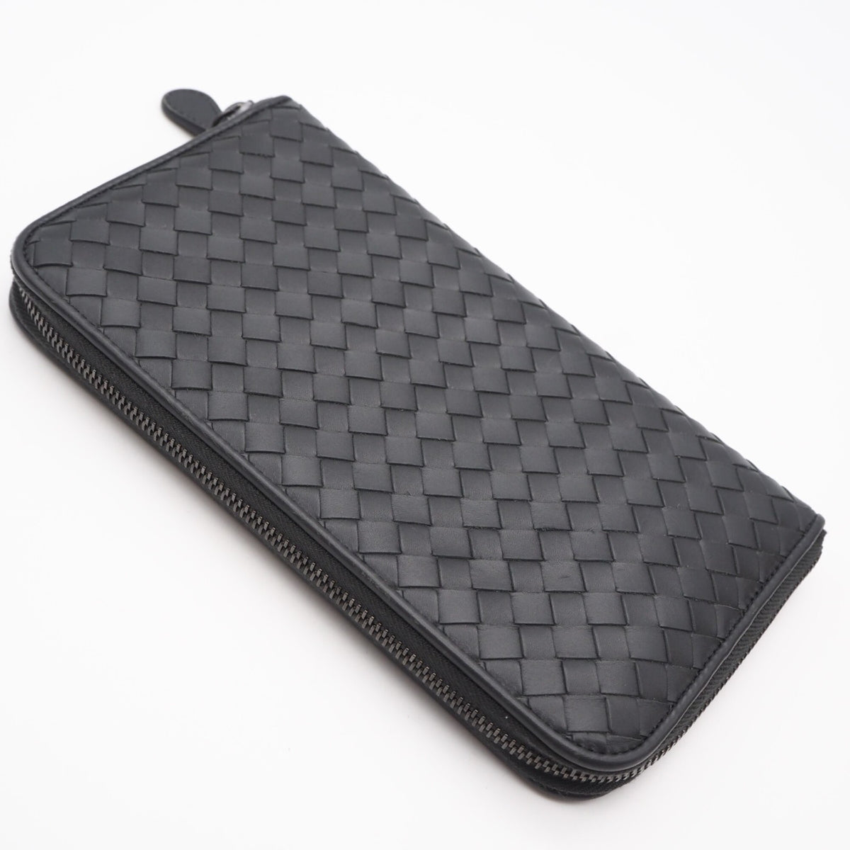 Bottega Veneta Intrecciato Gray Leather Long Wallet (Bi-Fold) (Pre-Owned)