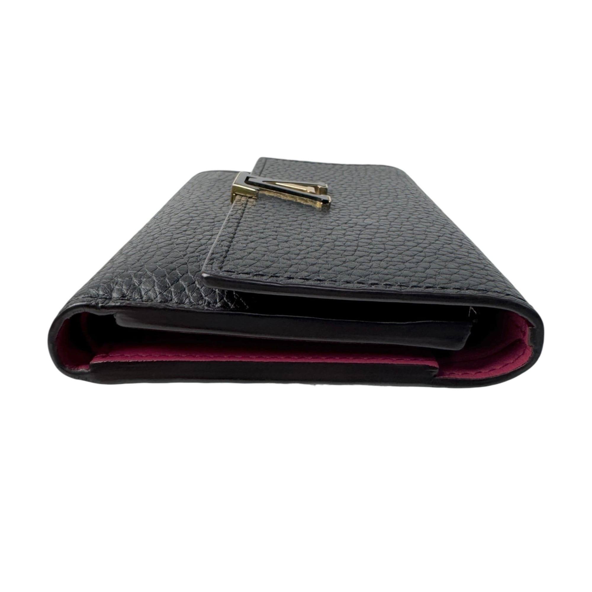 Louis Vuitton Black Hot Pink Leather Wallet (Tri-Fold) (Pre-Owned)