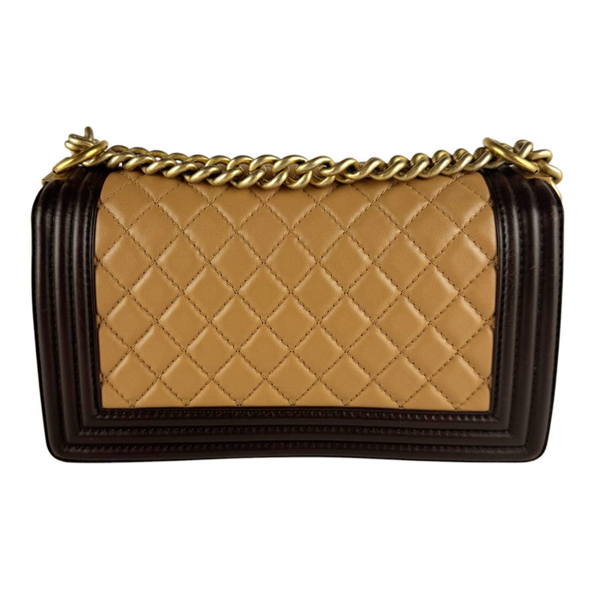 Chanel Beige Brown Leather Shoulder Bag (Pre-Owned)