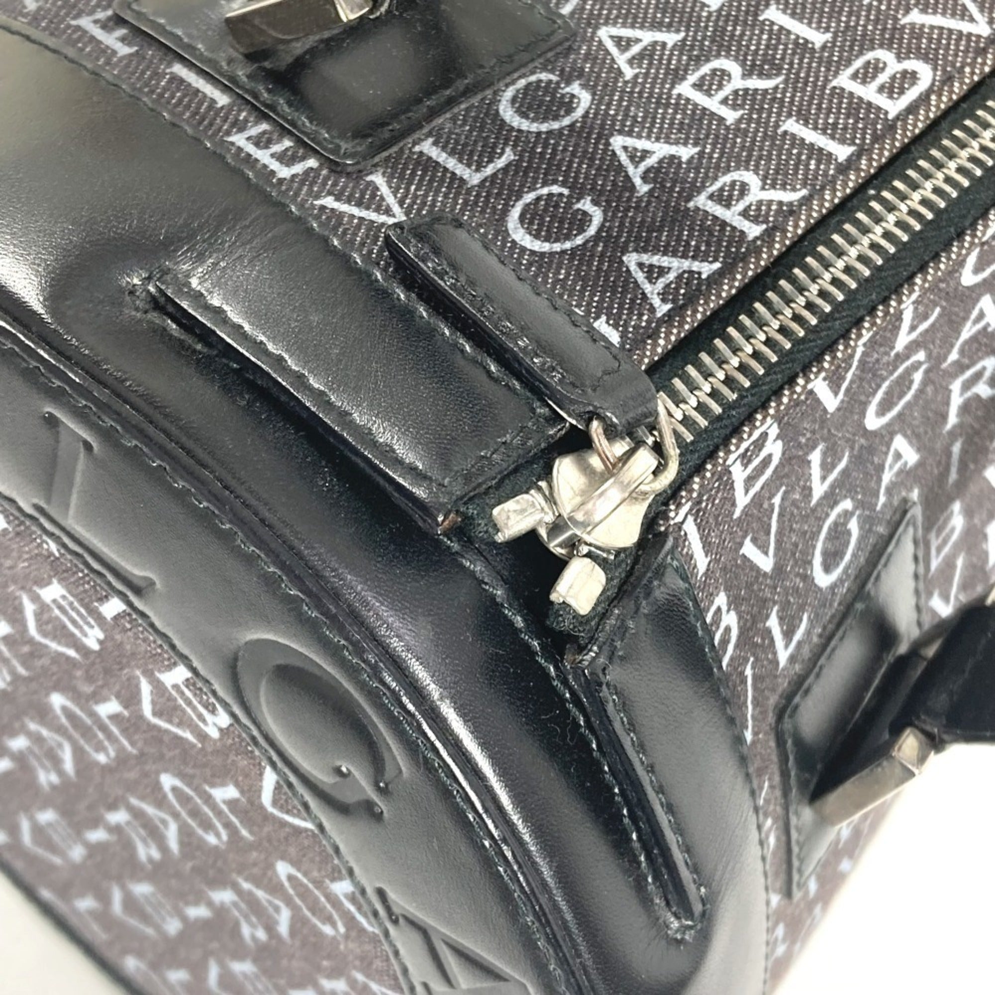 Bvlgari B.Zero1 Black Denim Leather Handbag Shoulder Bag (Pre-Owned)