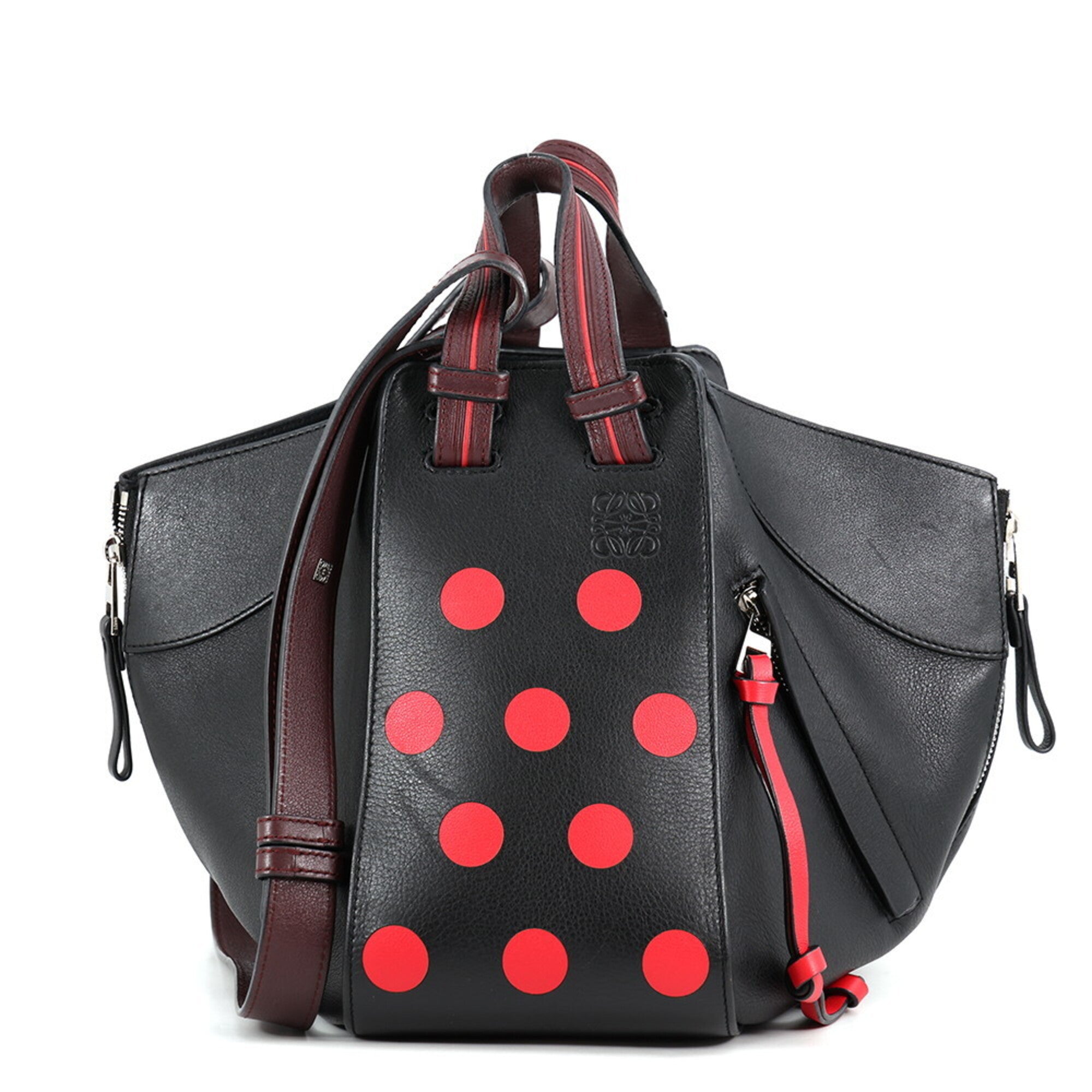 Loewe Hammock Black Red Color Leather Handbag Shoulder Bag (Pre-Owned)